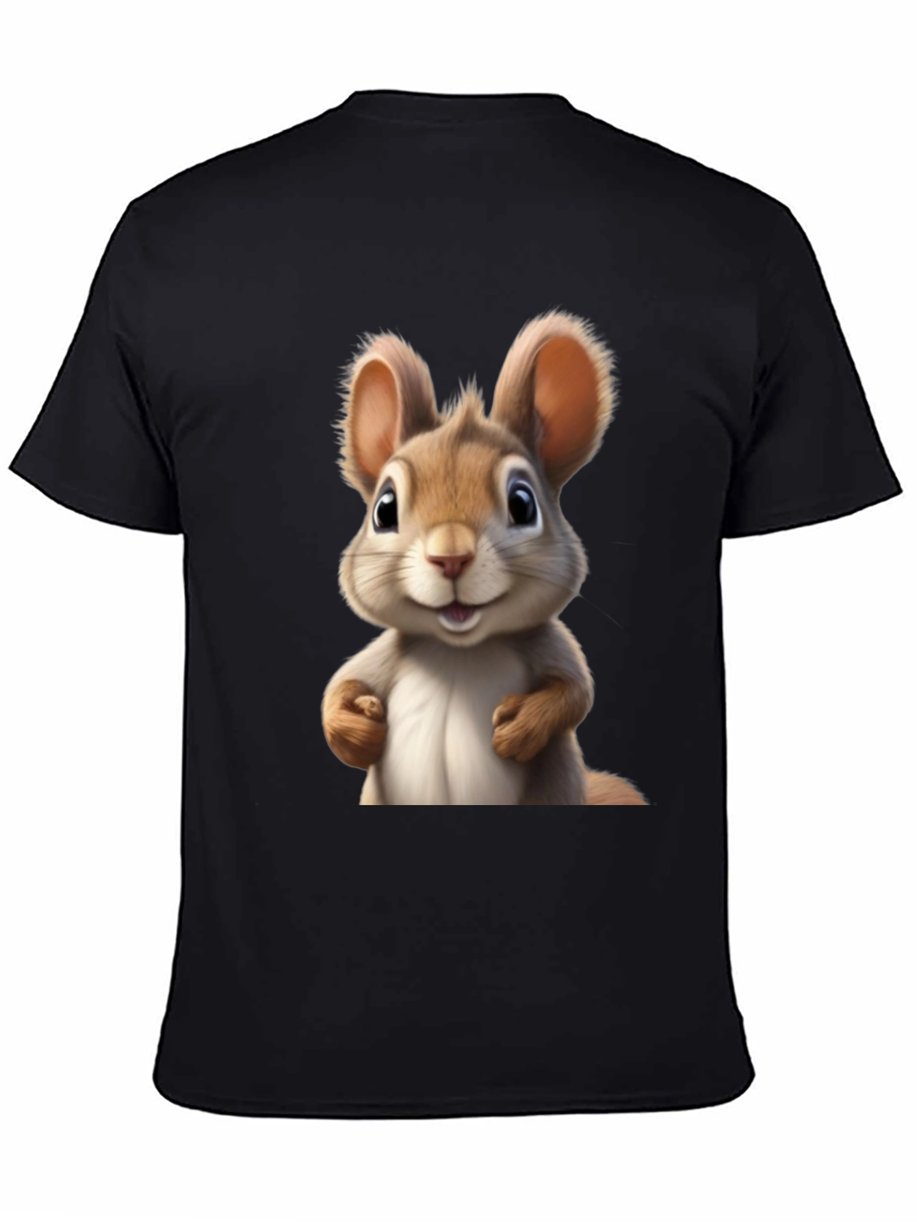 Cute Cartoon Squirrel Black T-Shirt