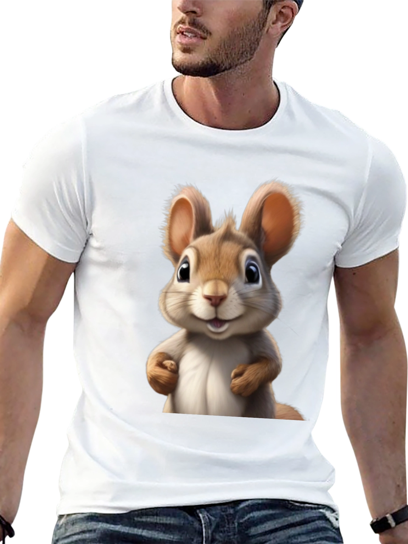 Cute Cartoon Squirrel Black T-Shirt