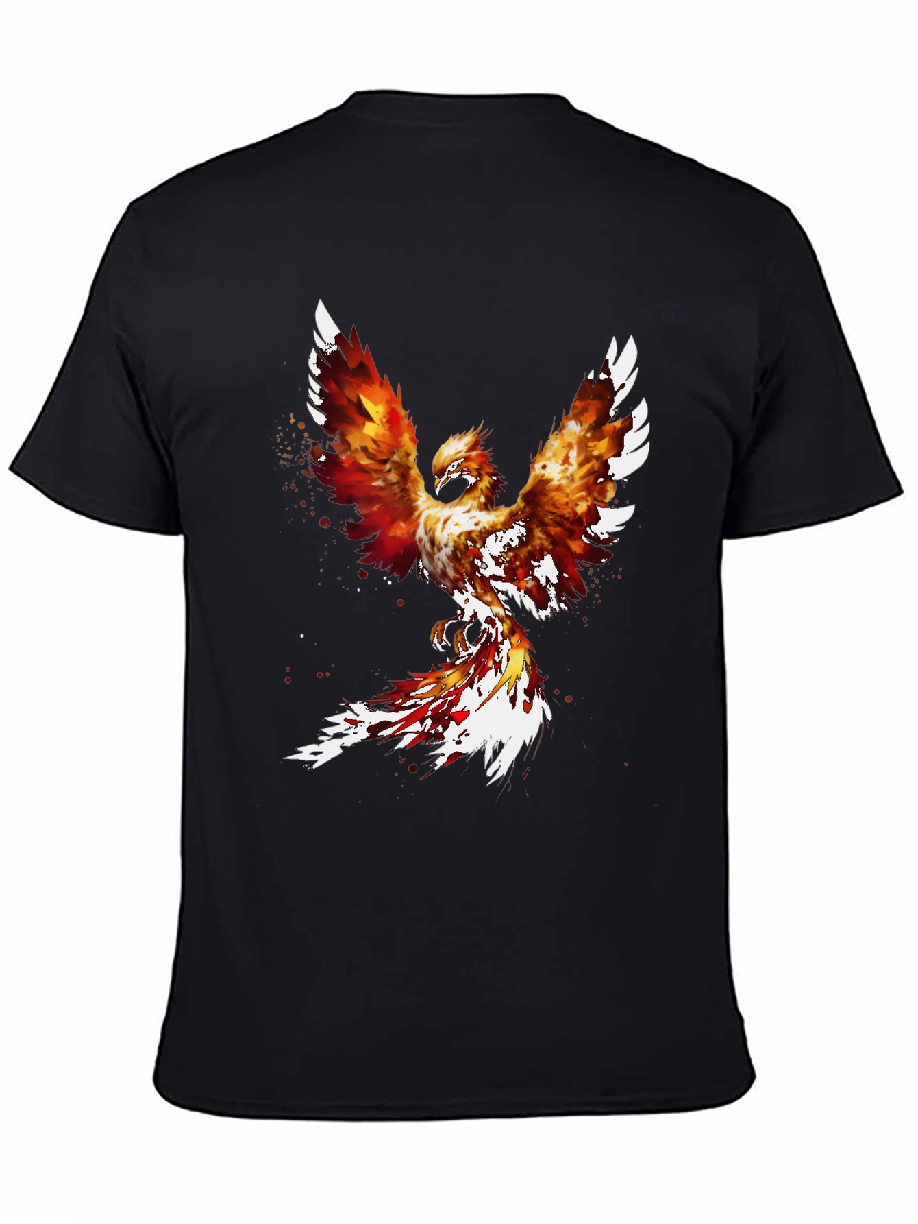 Fiery Phoenix Graphic Tee - Black Cotton Blend