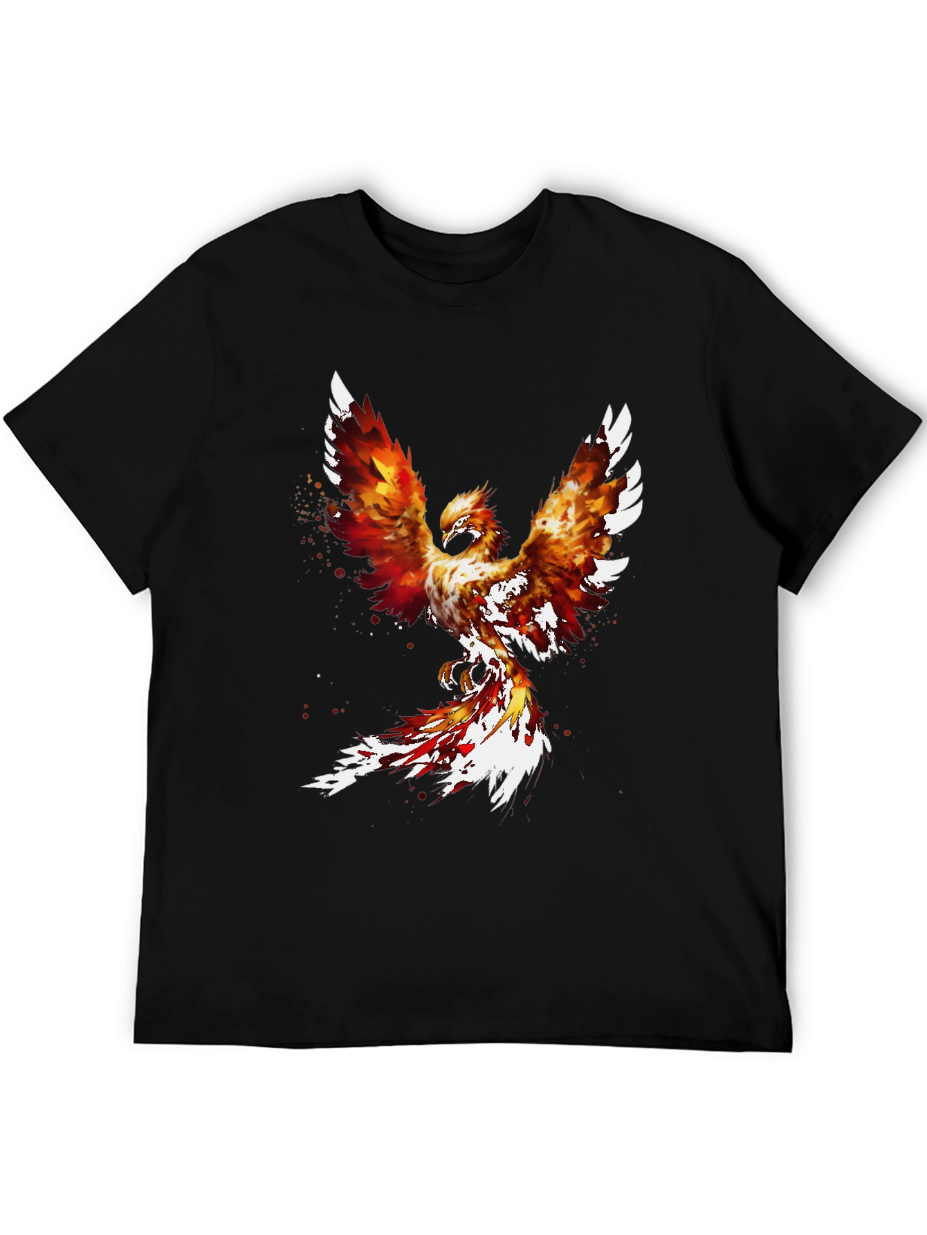 Fiery Phoenix Graphic Tee - Black Cotton Blend