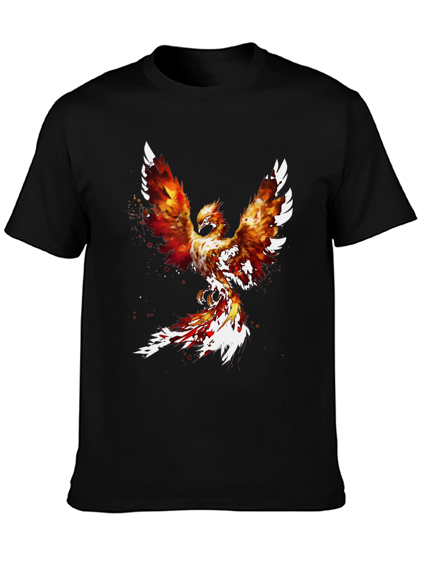 Fiery Phoenix Graphic Tee - Black Cotton Blend