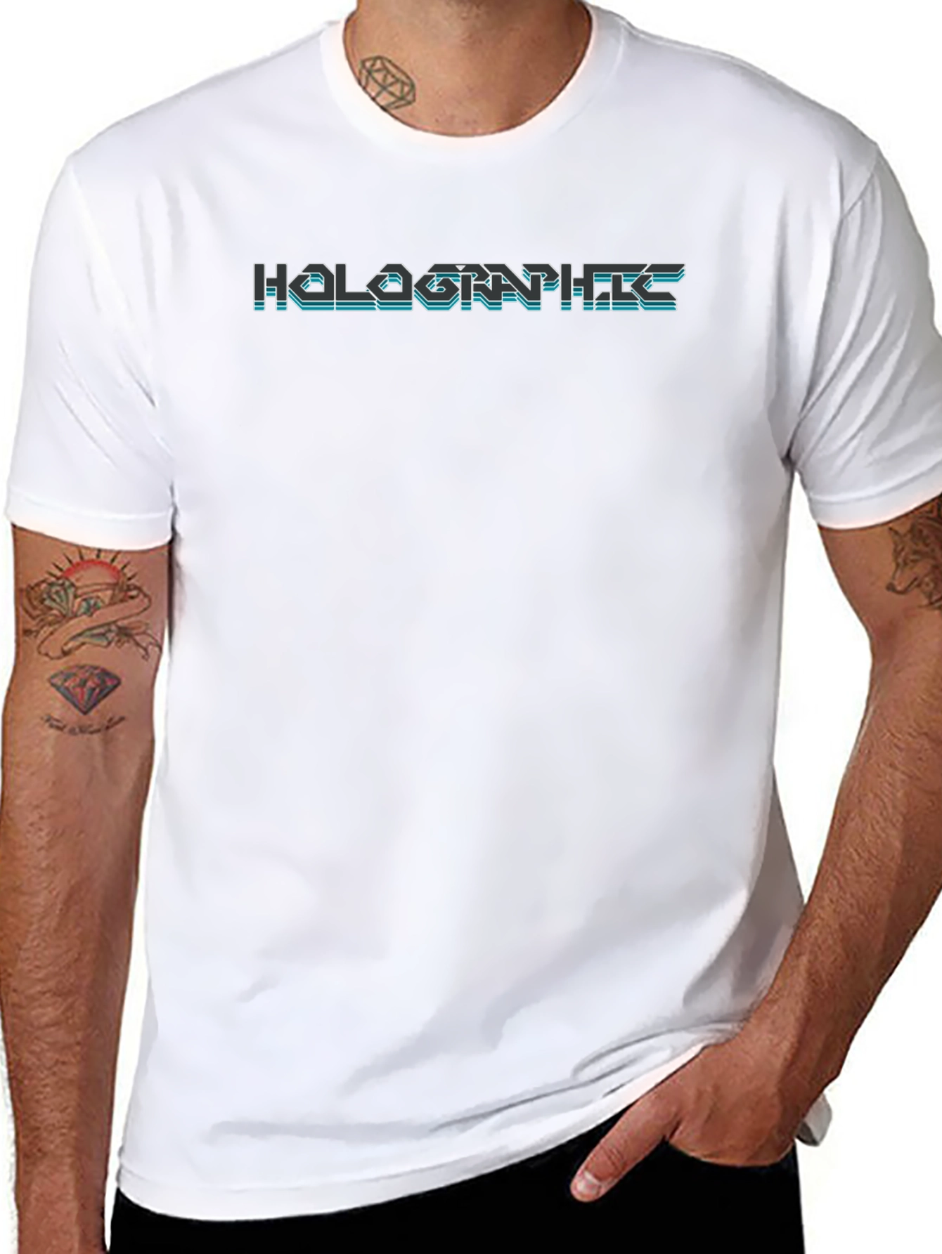 Holographic Style Graphic Tee - Black