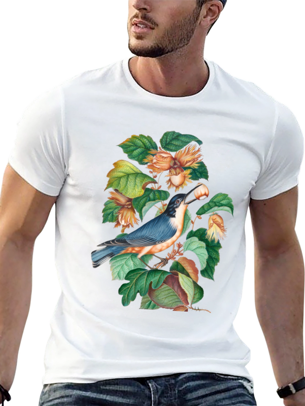 Bird & Hazelnut Branch Graphic Tee