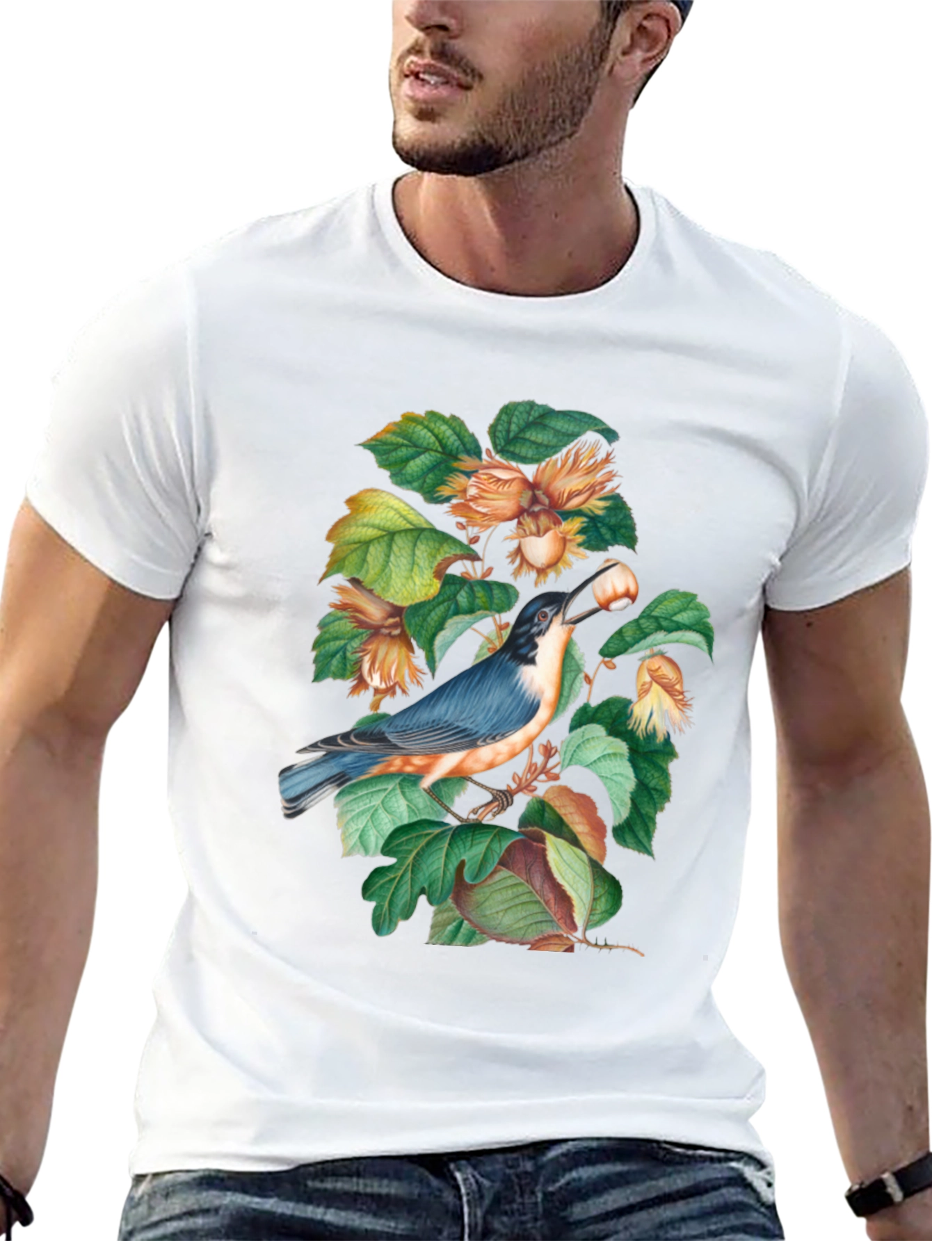 Bird & Hazelnut Branch Graphic Tee