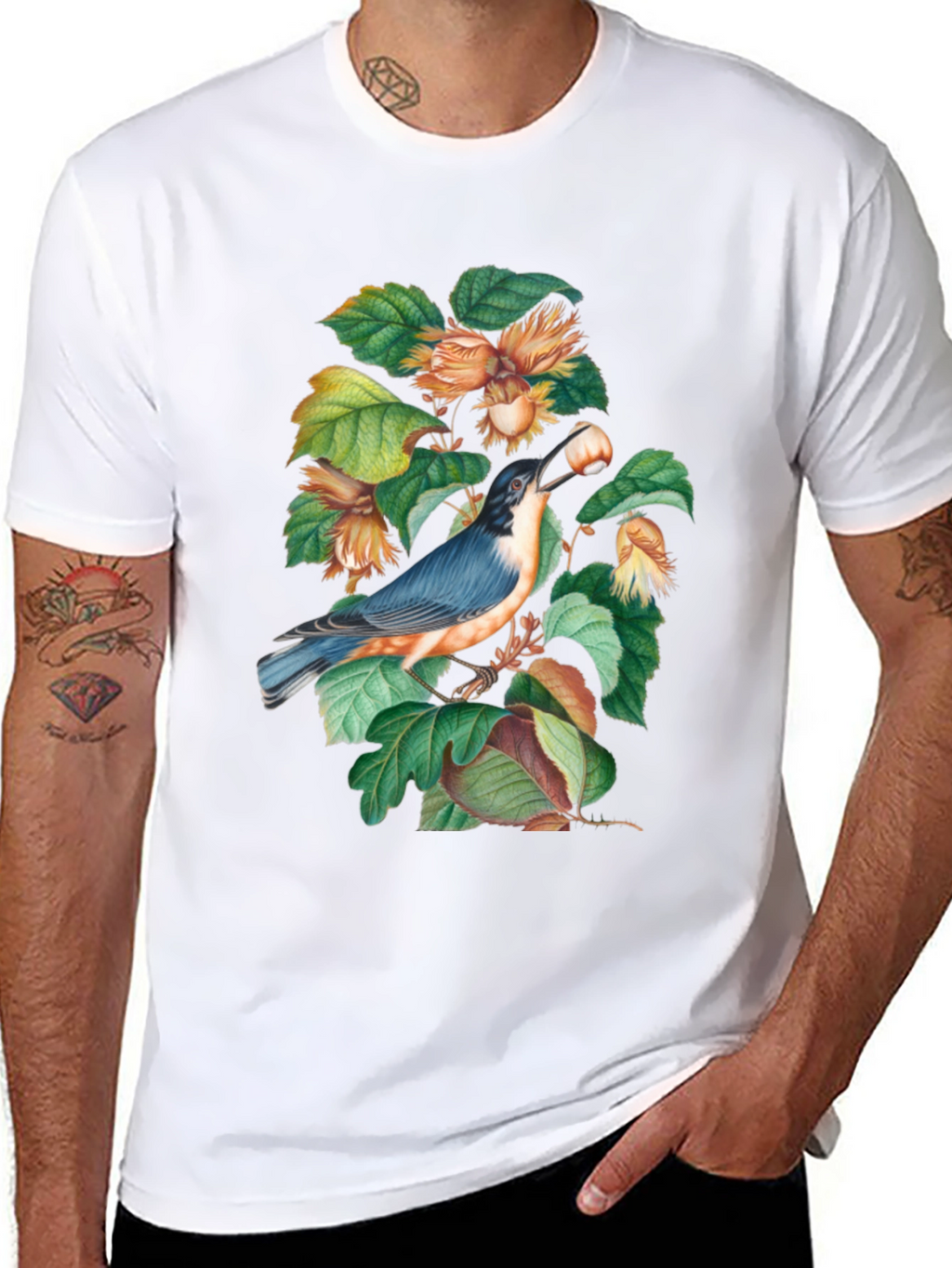 Bird & Hazelnut Branch Graphic Tee
