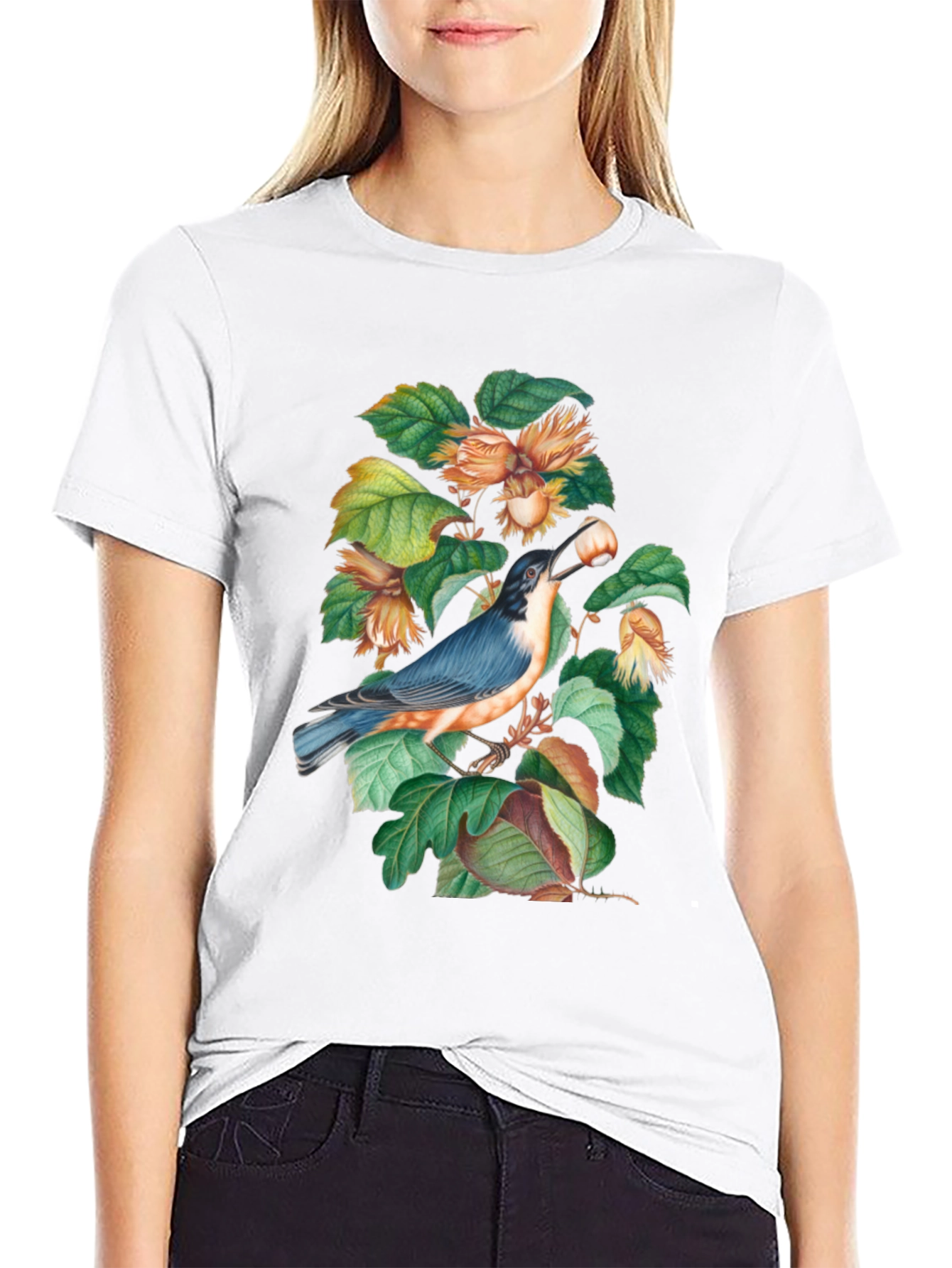 Bird & Hazelnut Branch Graphic Tee