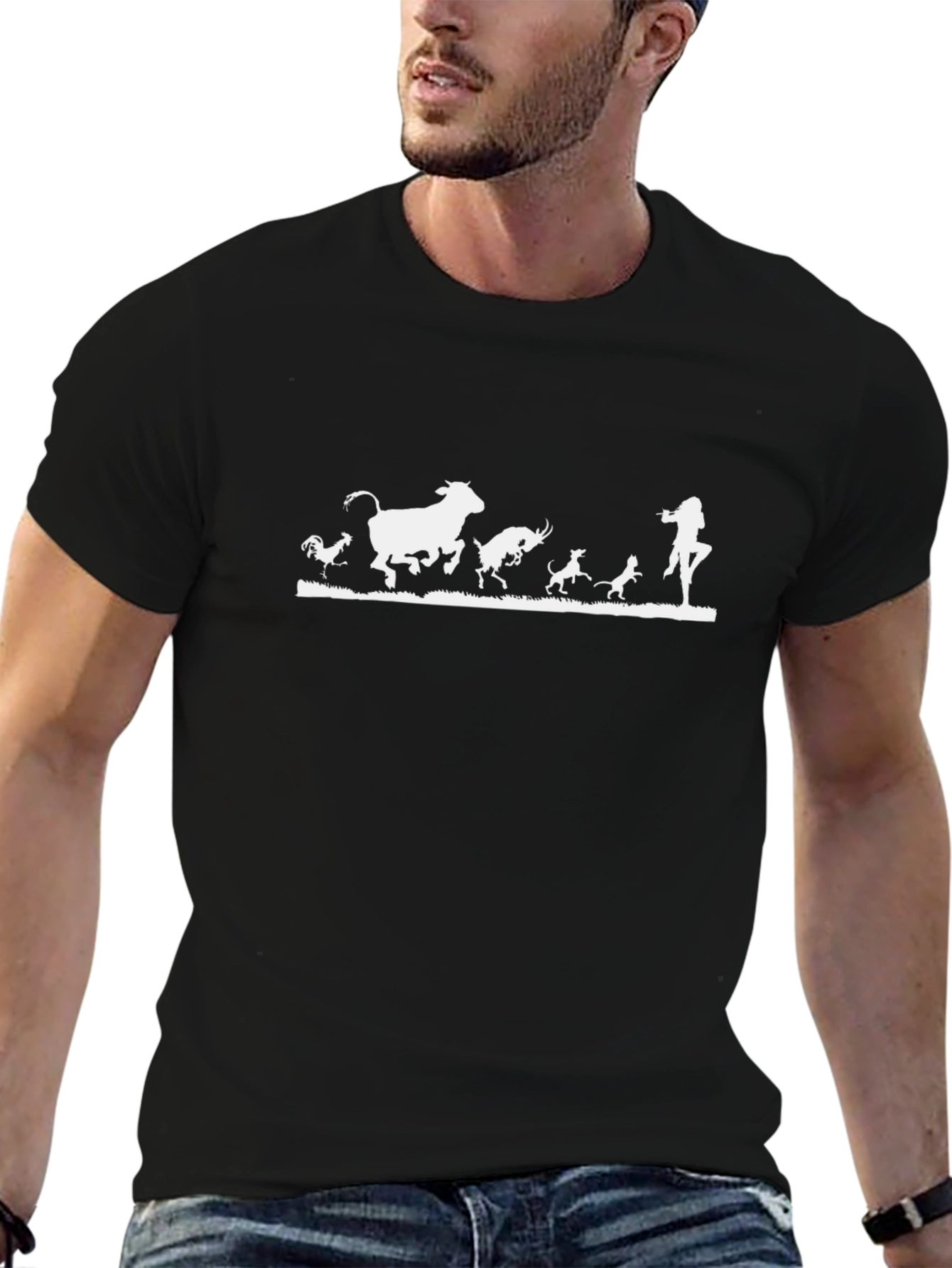 Fun Animal Running T-Shirt - Black