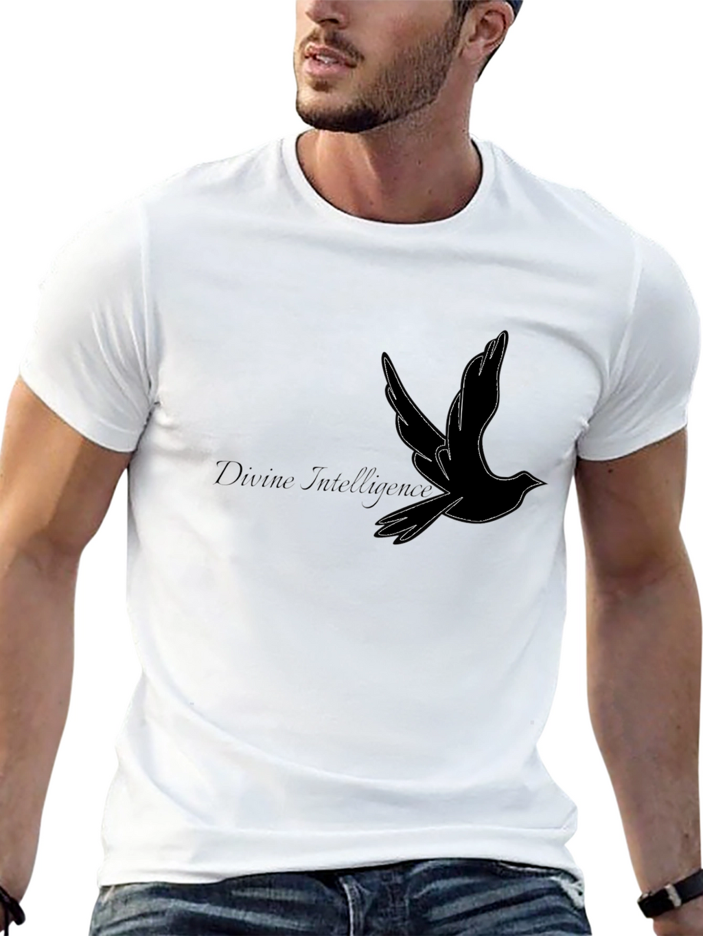 Divine Intelligence Bird Graphic Black T-Shirt