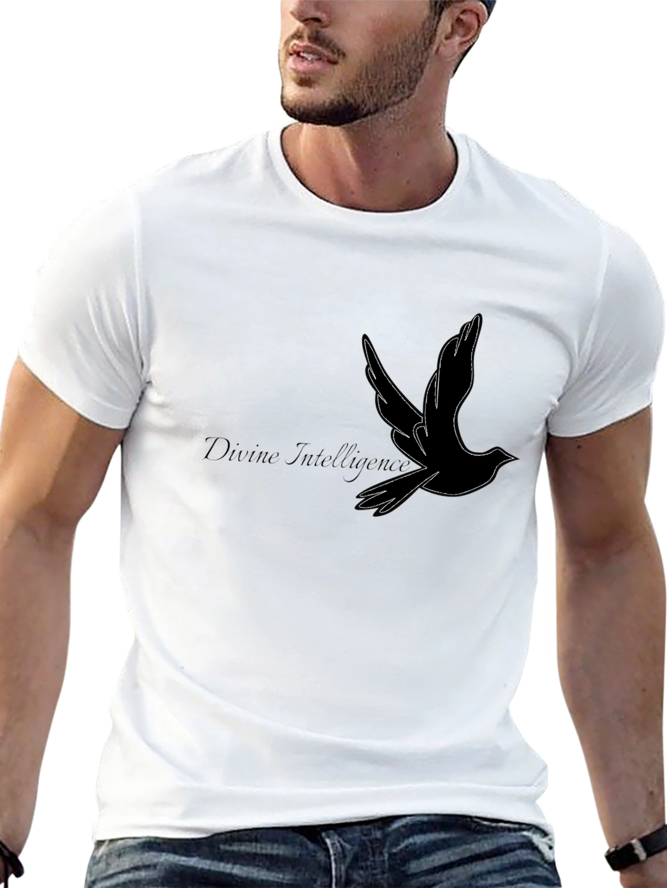 Divine Intelligence Bird Graphic Black T-Shirt