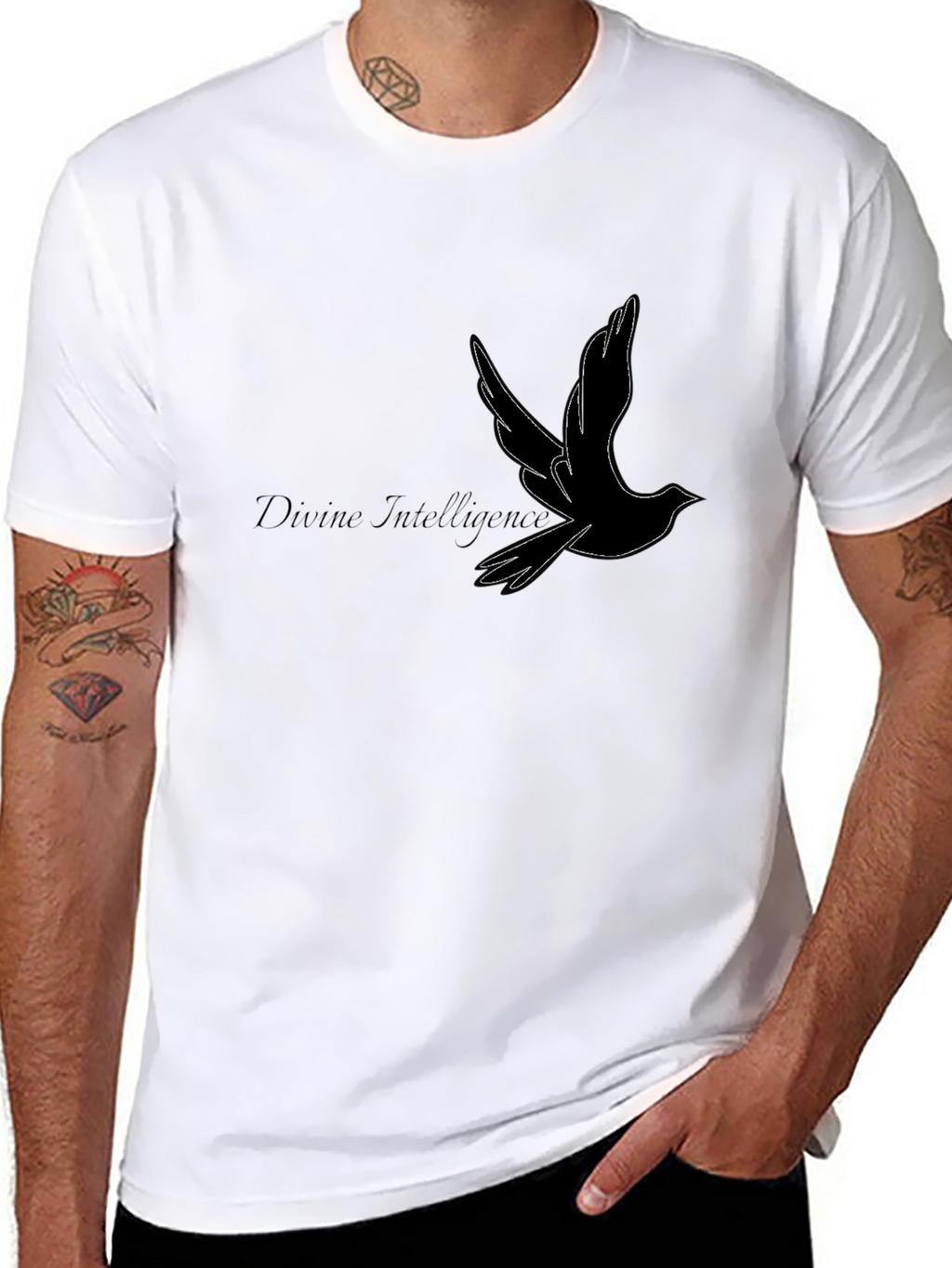 Divine Intelligence Bird Graphic Black T-Shirt