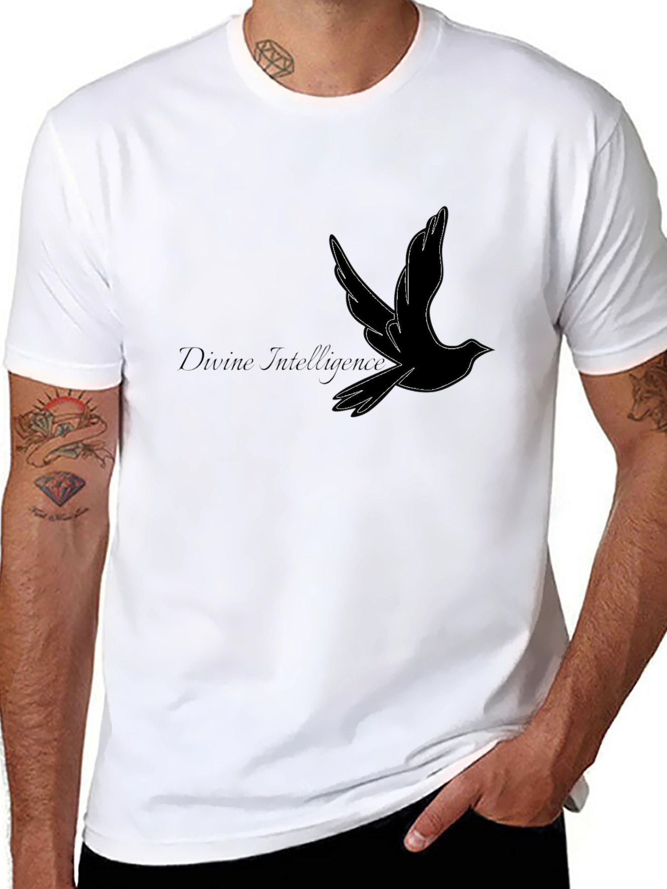 Divine Intelligence Bird Graphic Black T-Shirt