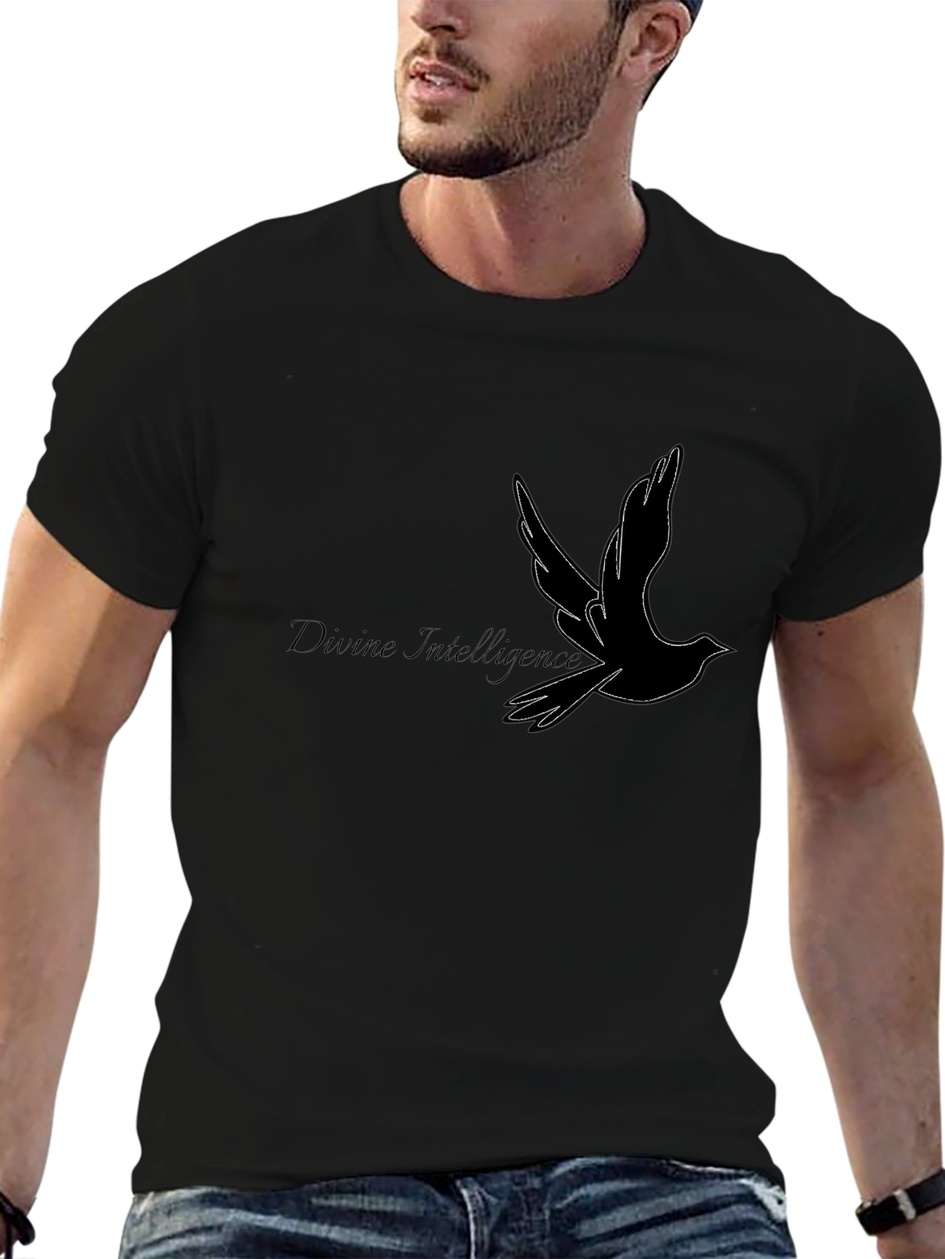 Divine Intelligence Bird Graphic Black T-Shirt