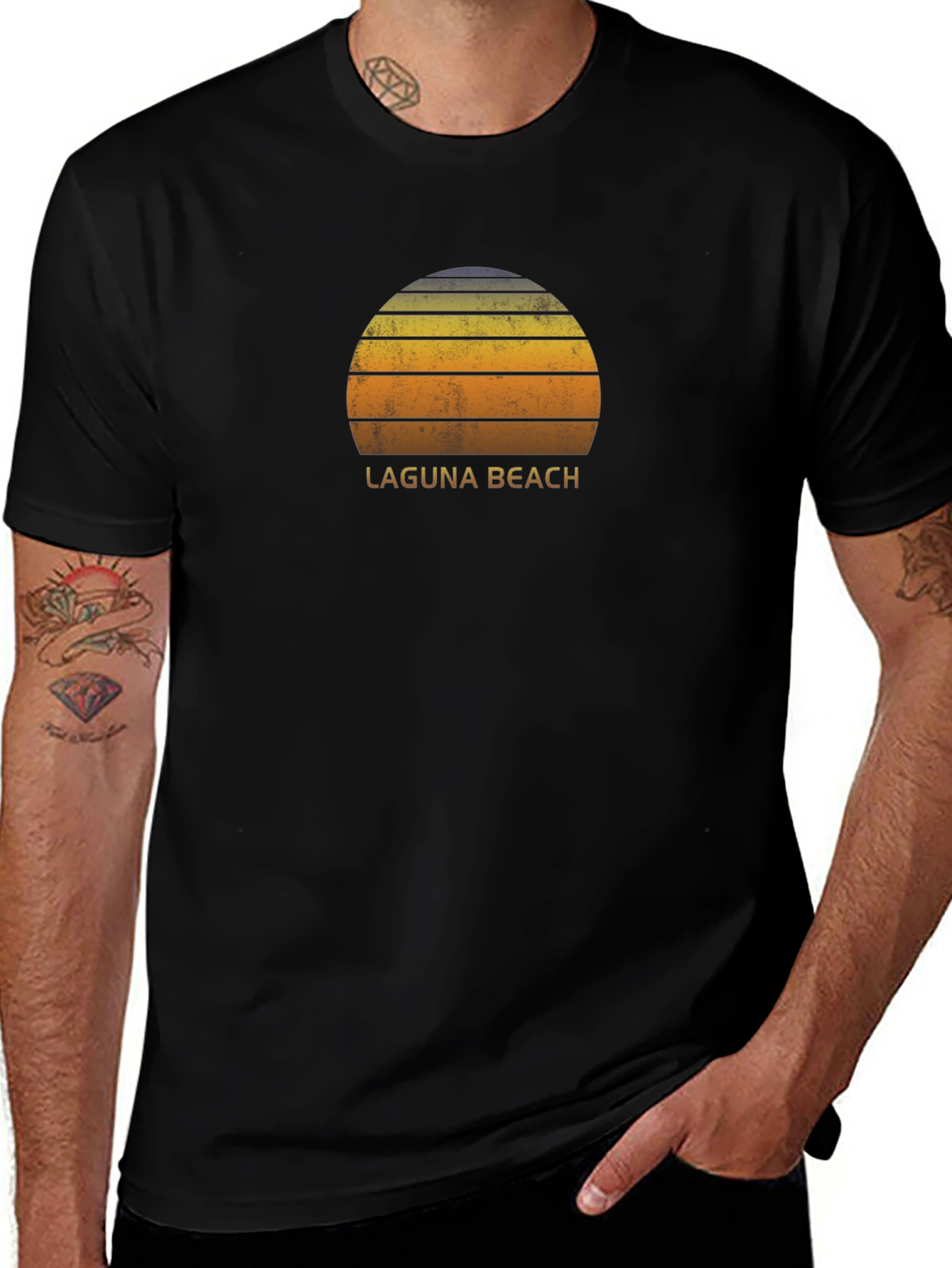 Laguna Beach Sunset Graphic Tee - Retro Style