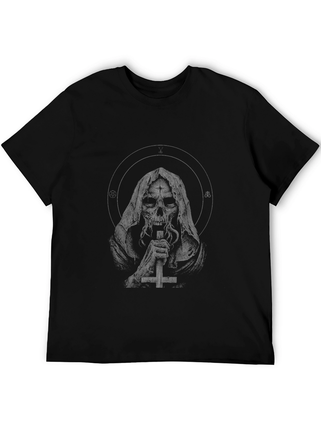 Grim Reaper Cross Graphic Black T-Shirt