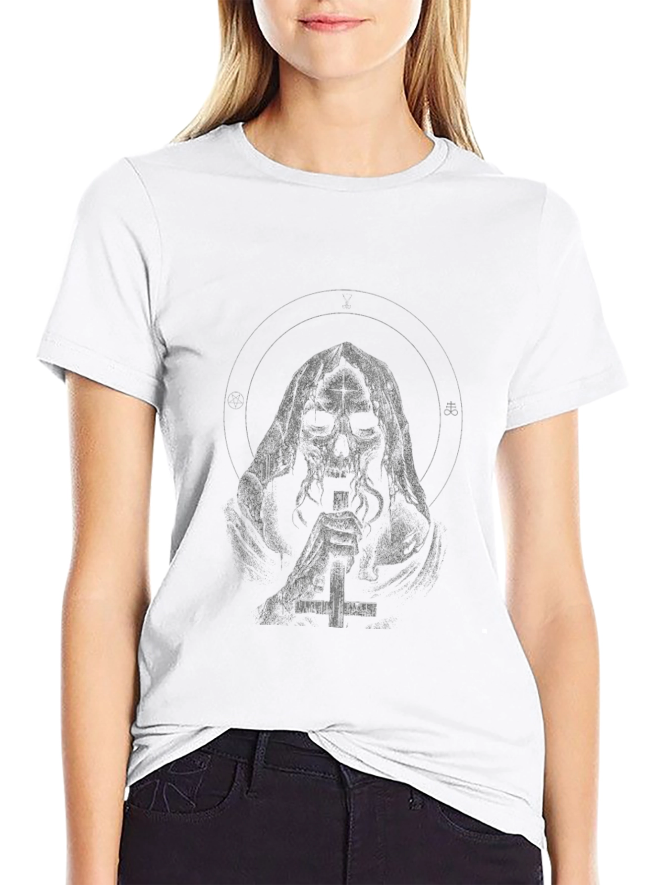 Grim Reaper Cross Graphic Black T-Shirt