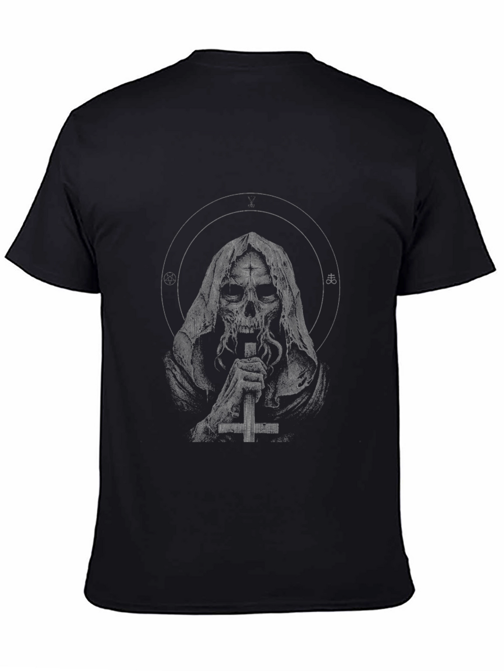 Grim Reaper Cross Graphic Black T-Shirt