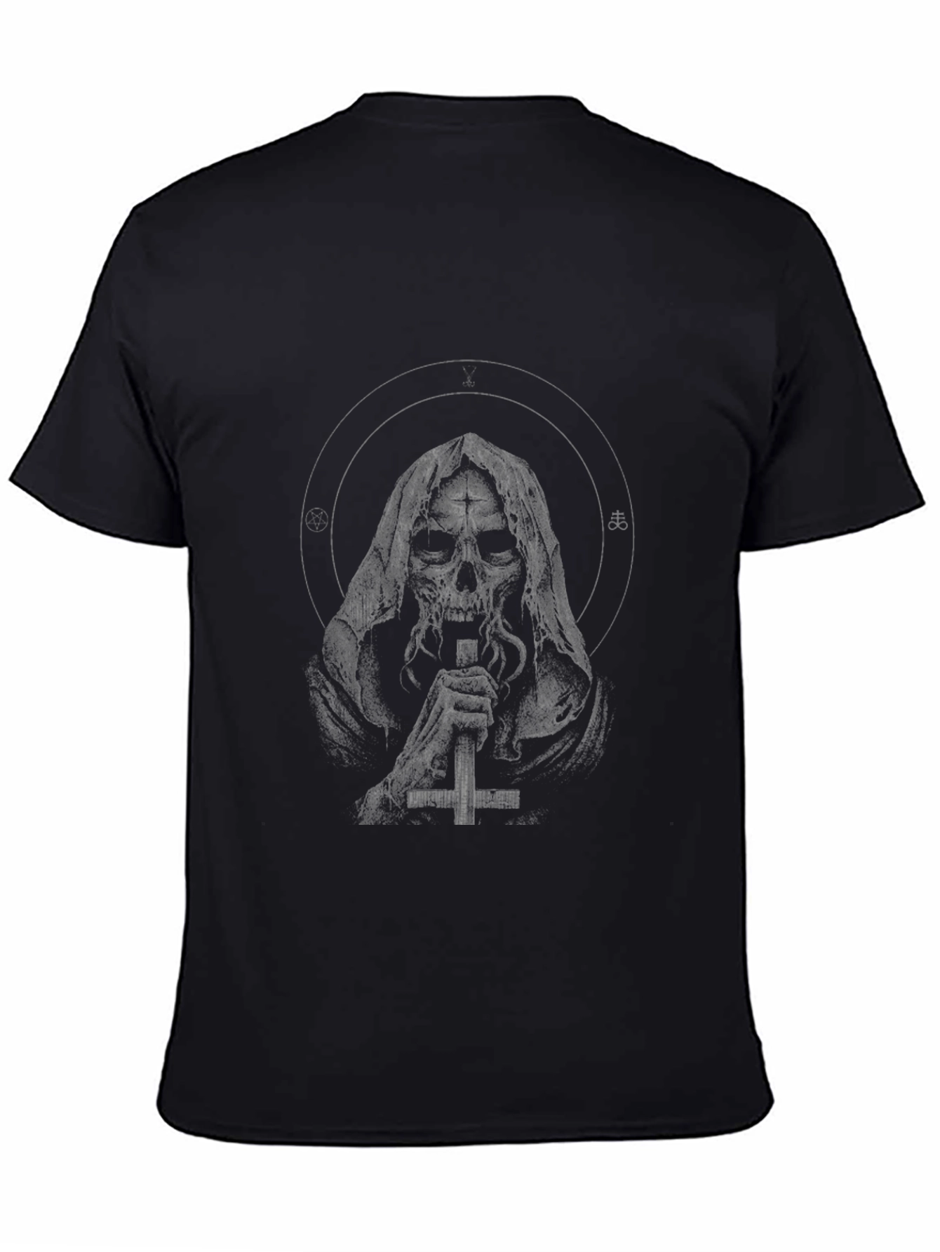 Grim Reaper Cross Graphic Black T-Shirt