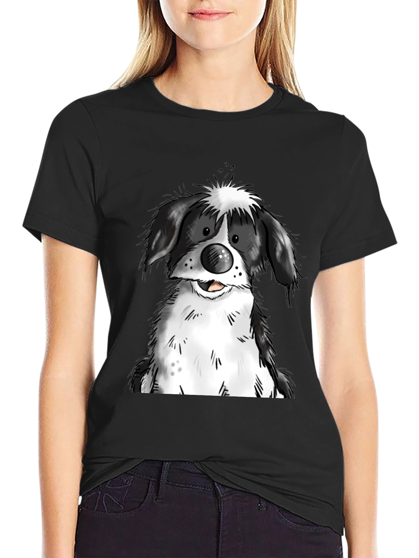 Cartoon Dog Graphic Tee - Soft Cotton Blend