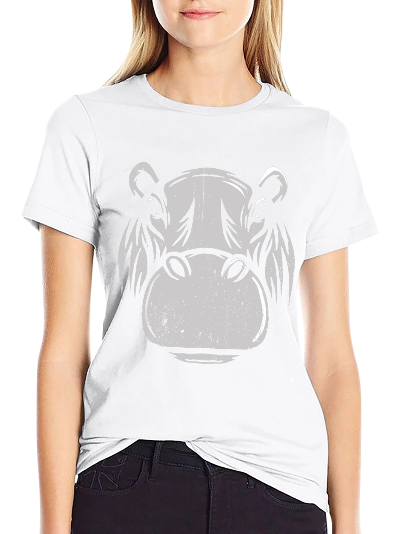 Hippo Graphic Print T-Shirt - Black