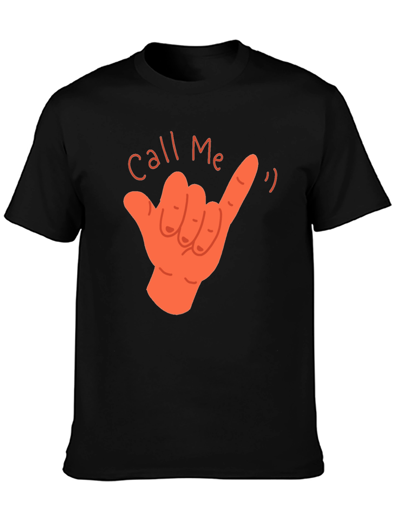 Call Me Hand Gesture Graphic T-Shirt - Black
