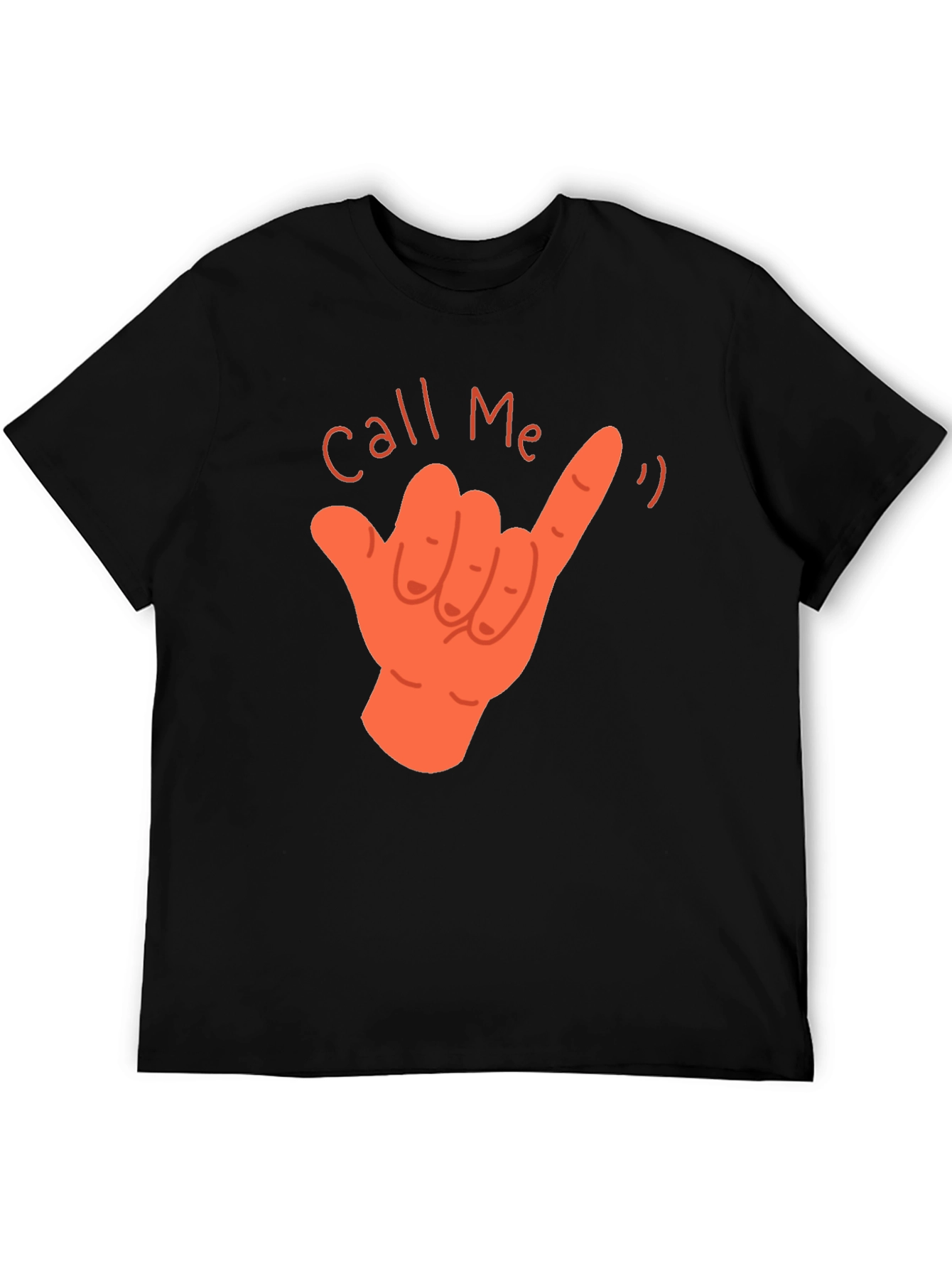 Call Me Hand Gesture Graphic T-Shirt - Black