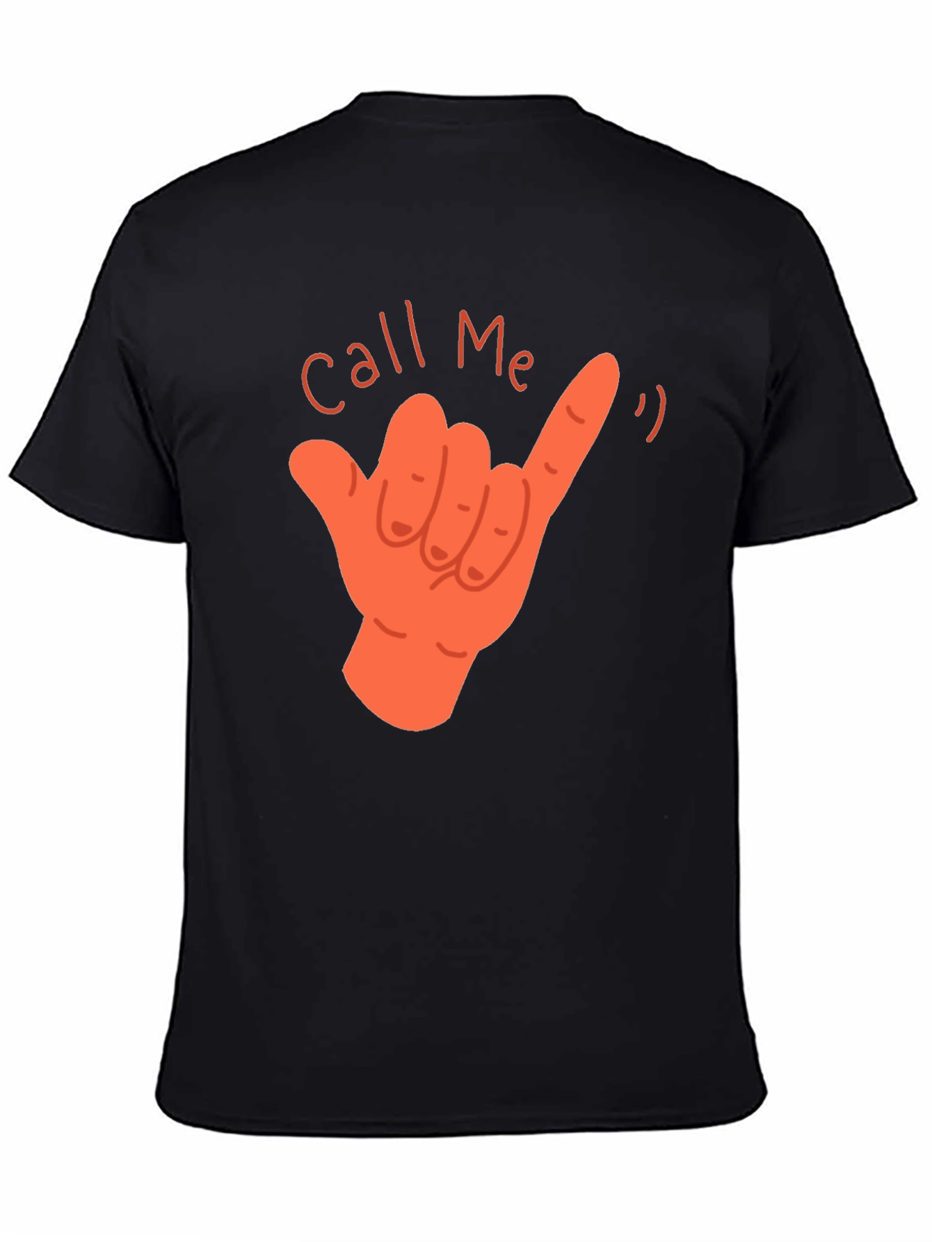 Call Me Hand Gesture Graphic T-Shirt - Black