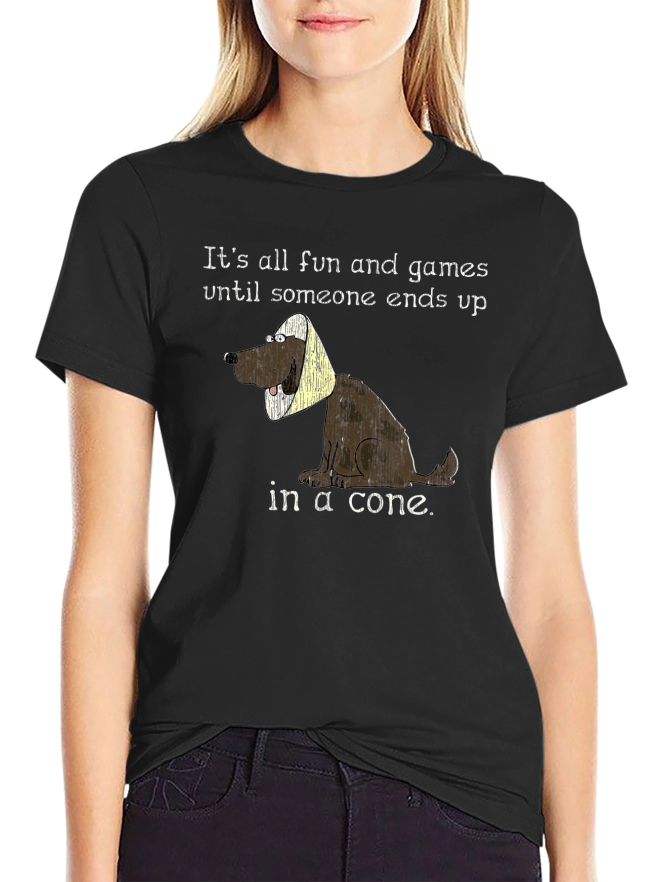 Funny Dog Cone T-Shirt - Its All Fun and Games