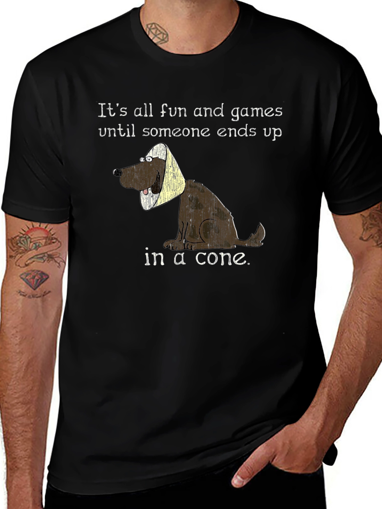 Funny Dog Cone T-Shirt - Its All Fun and Games