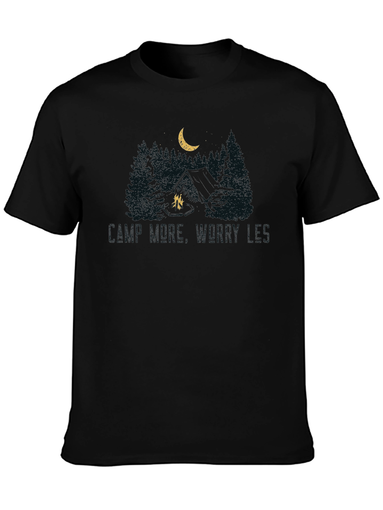 Camp Where Worries Die Black Tee