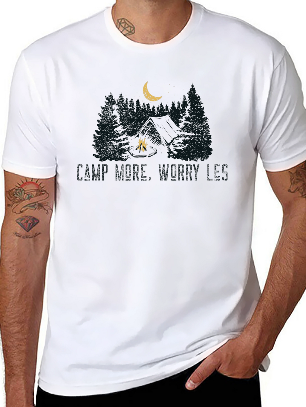 Camp Where Worries Die Black Tee