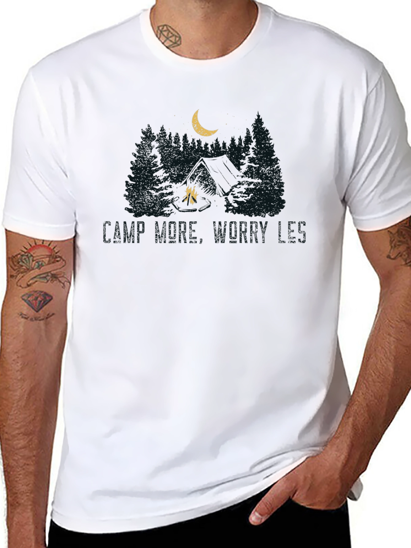 Camp Where Worries Die Black Tee