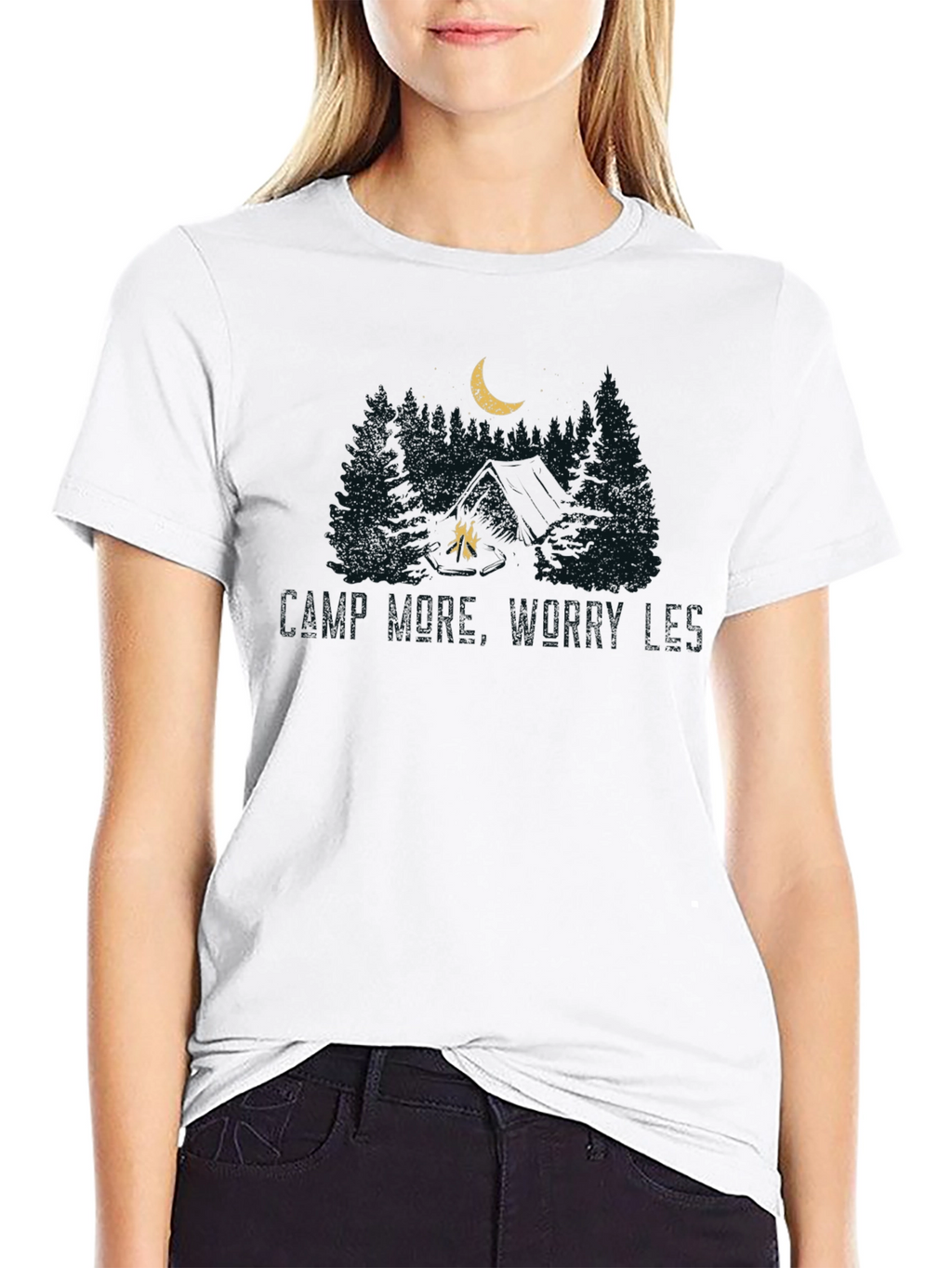 Camp Where Worries Die Black Tee