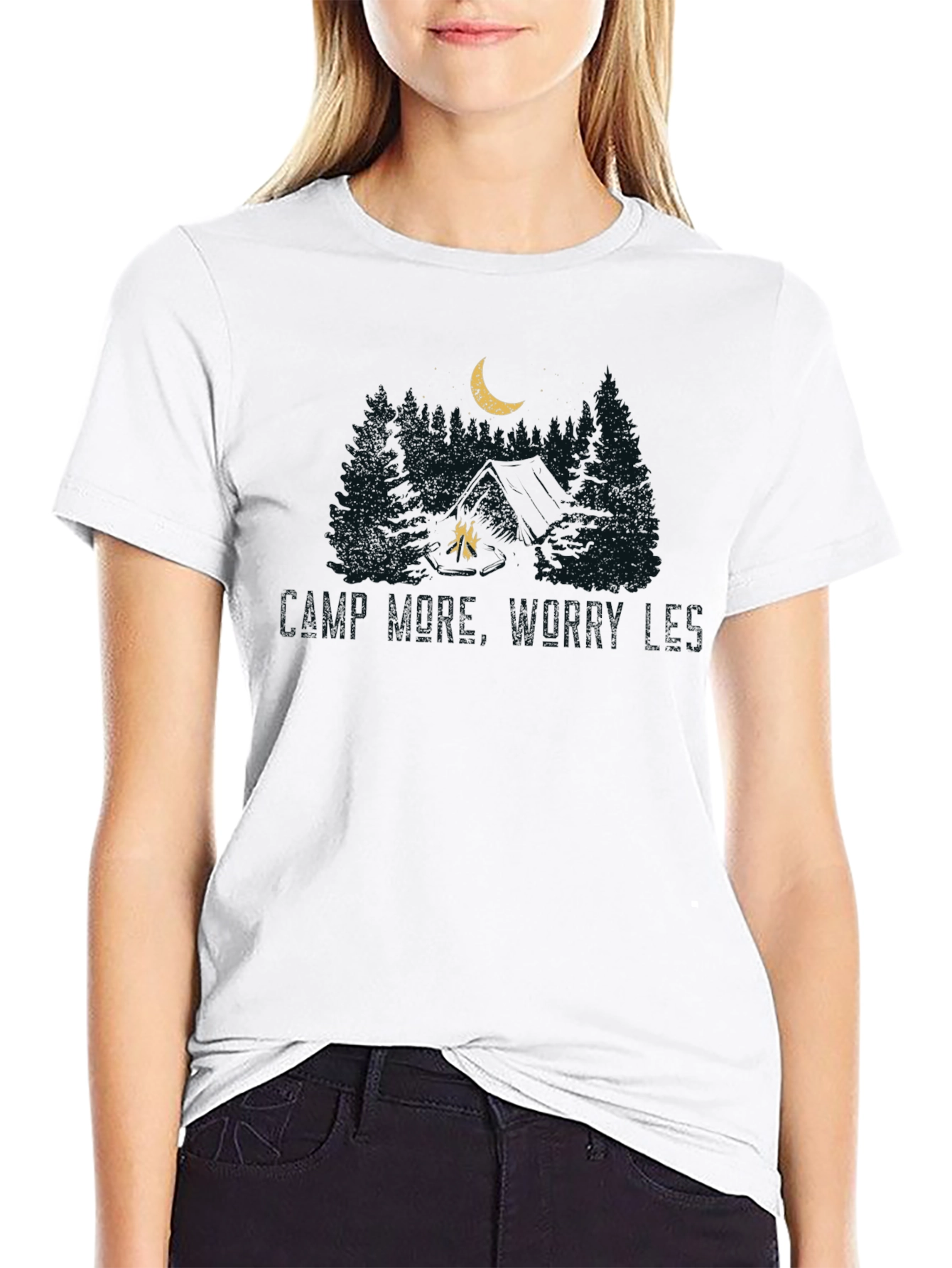 Camp Where Worries Die Black Tee