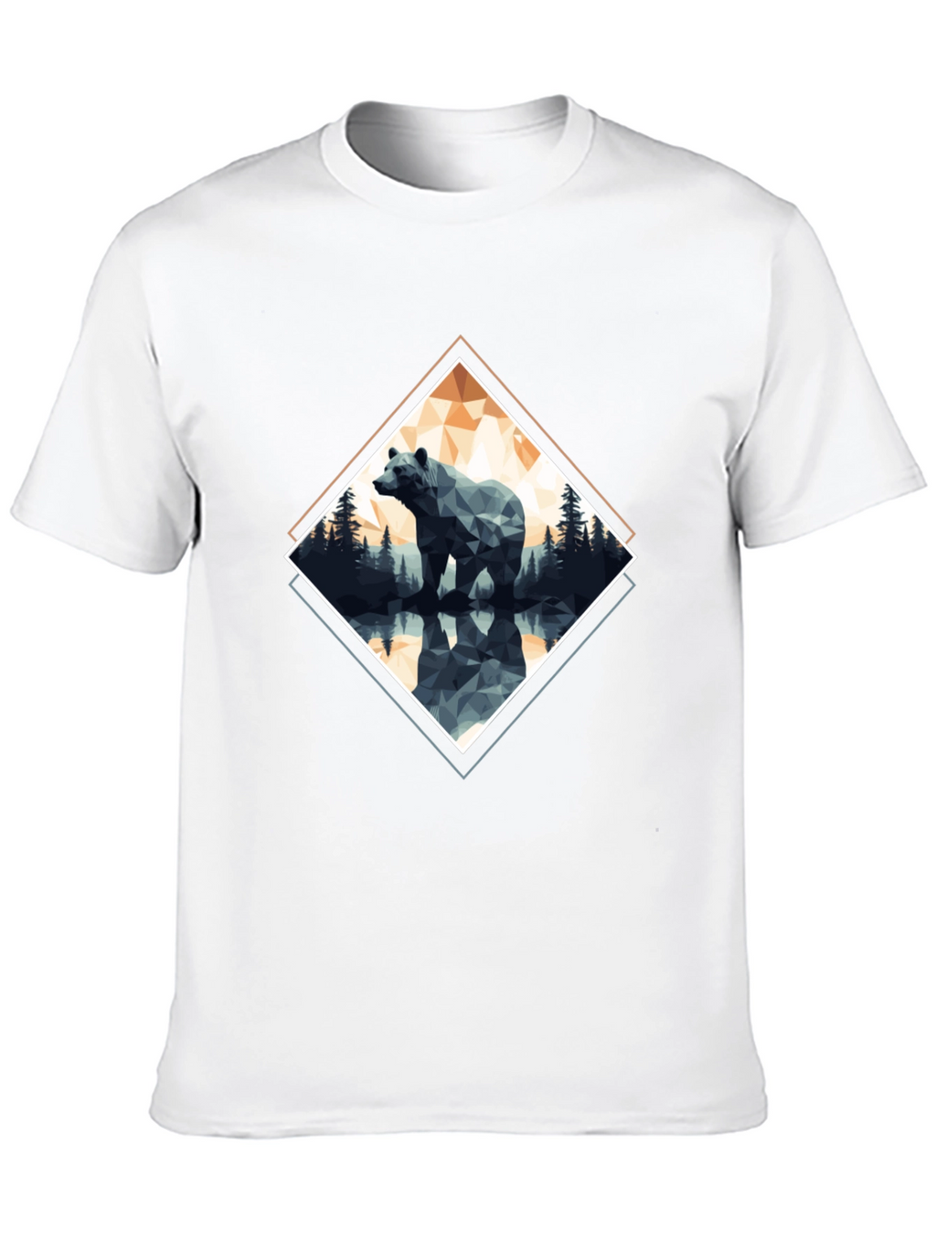 Geometric Bear Graphic T-Shirt - Black