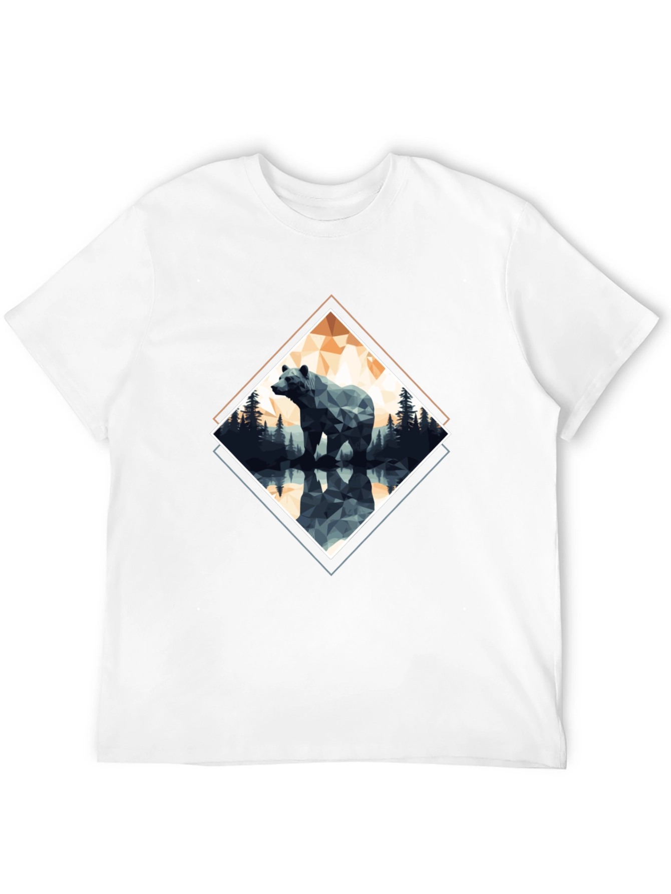 Geometric Bear Graphic T-Shirt - Black