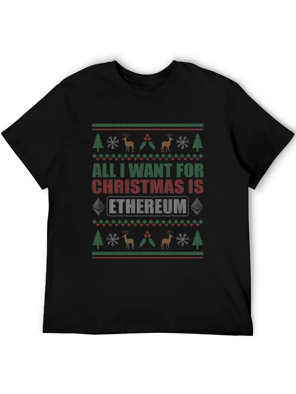 Ethereum Christmas T-Shirt - Ugly Sweater Style