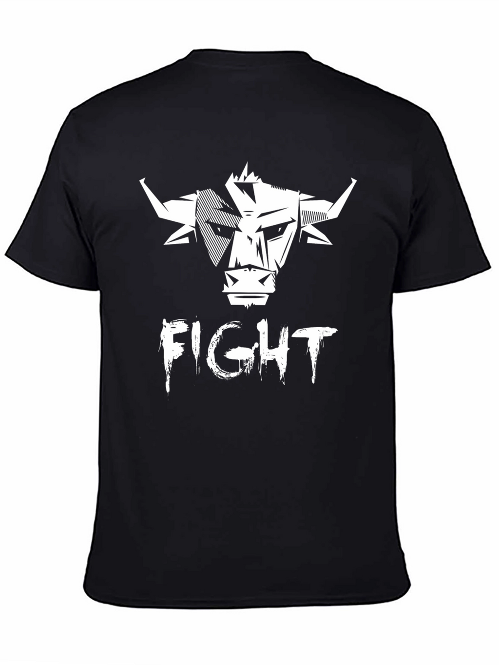 Fight Bull Graphic Print Tee - Black