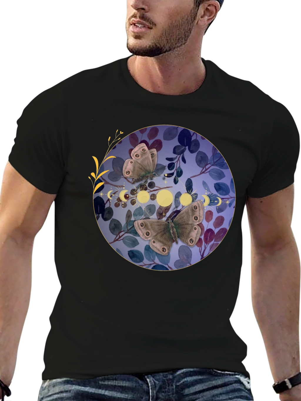 Butterfly & Moon Phase Graphic T-Shirt