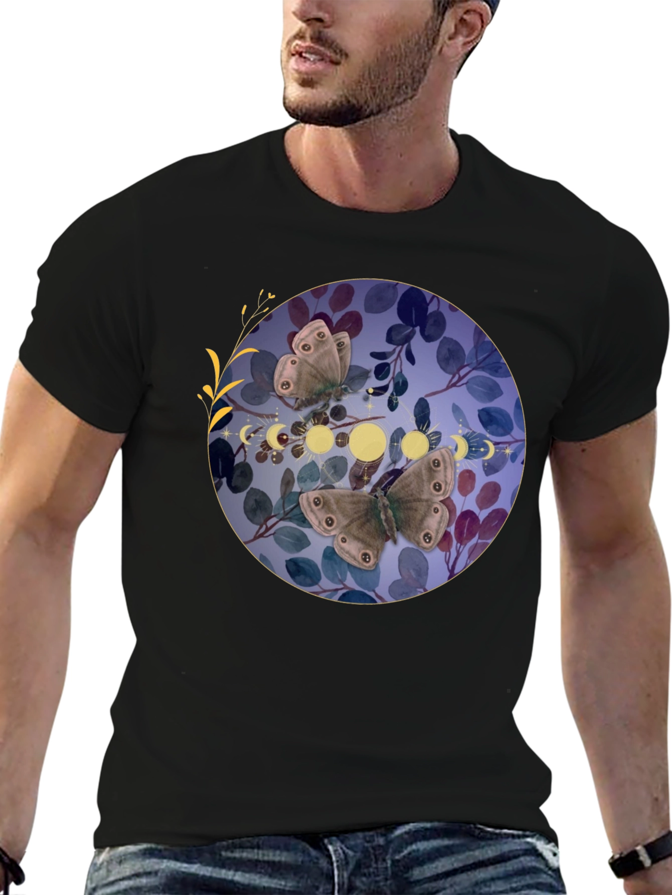 Butterfly & Moon Phase Graphic T-Shirt