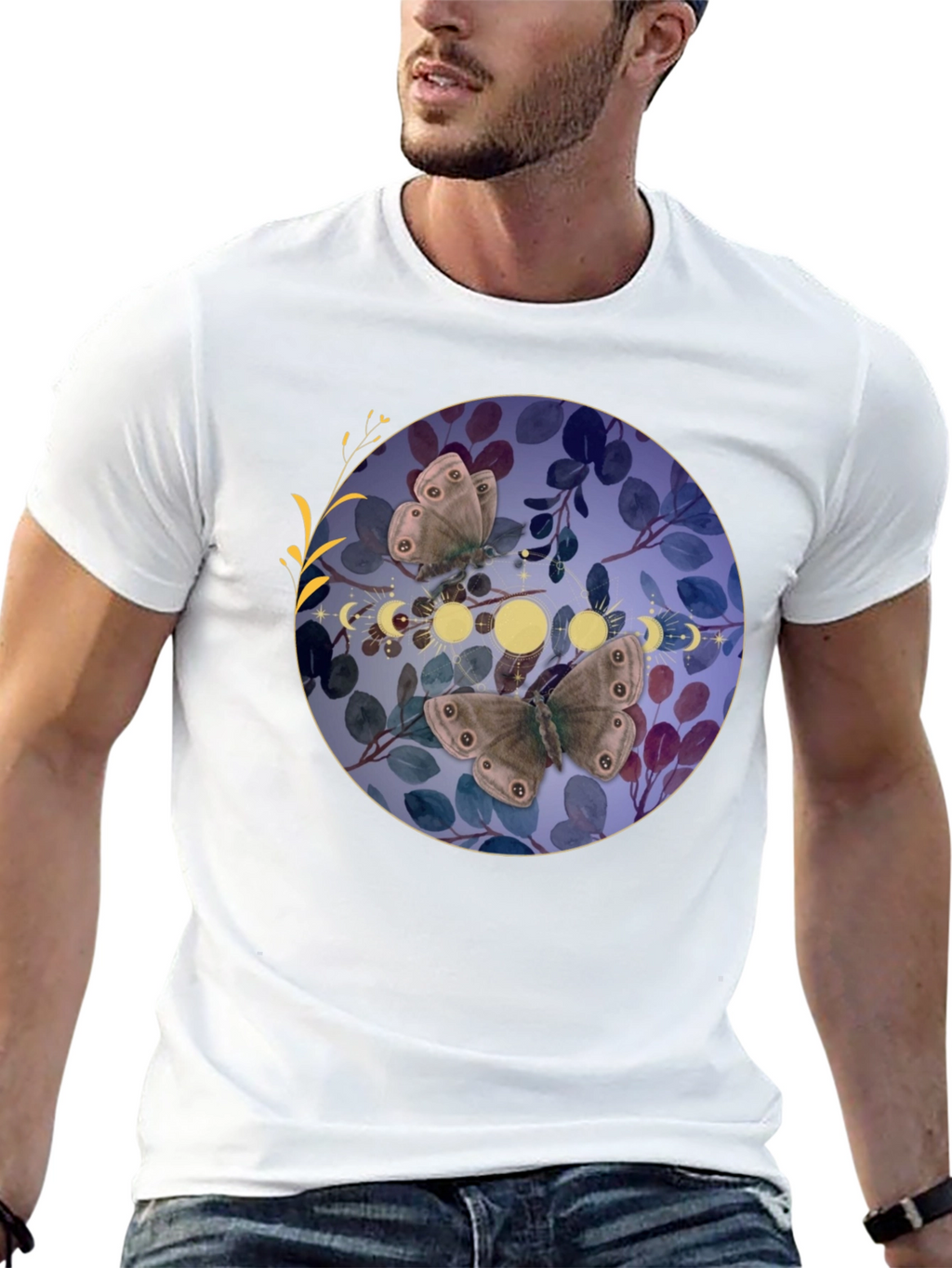 Butterfly & Moon Phase Graphic T-Shirt
