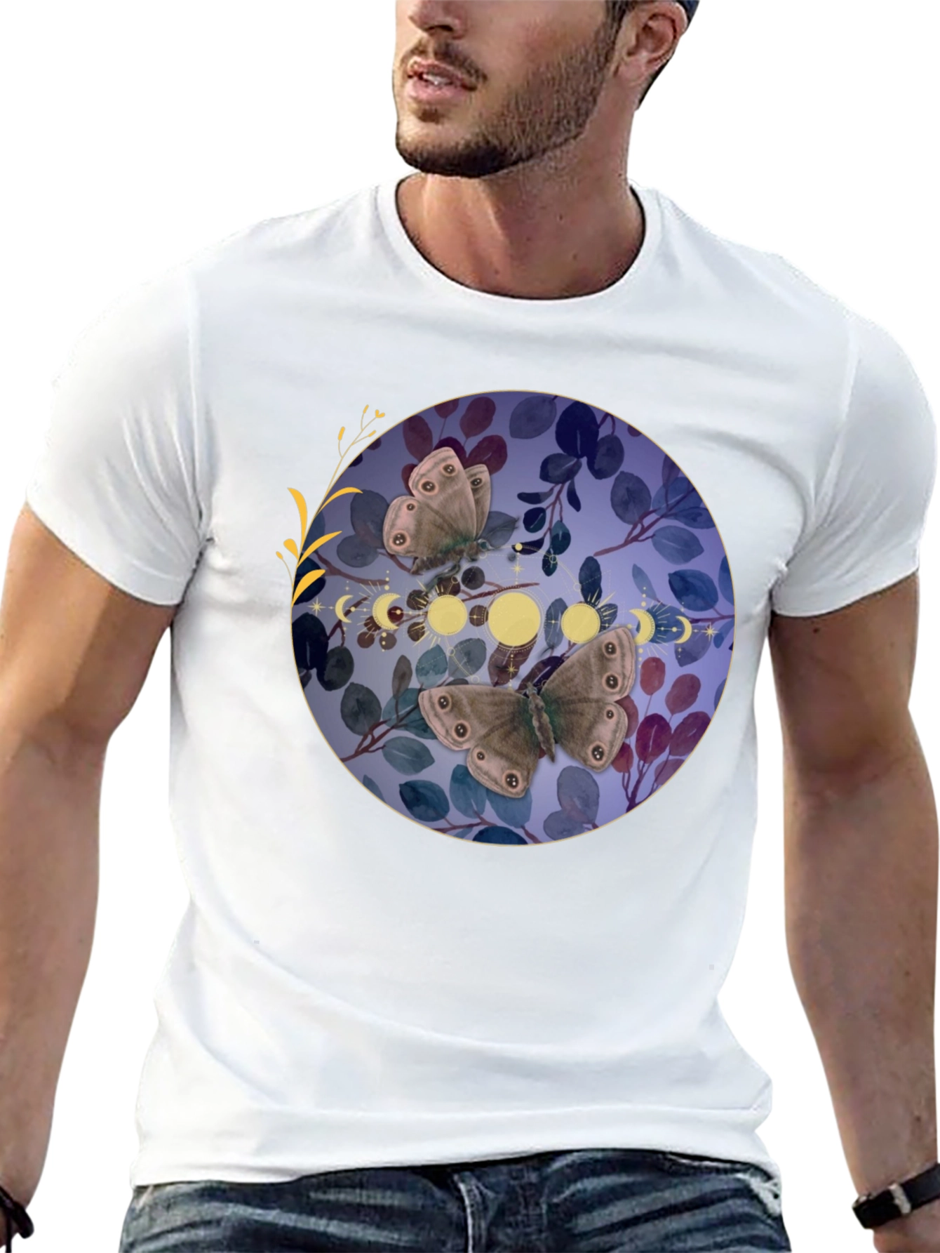 Butterfly & Moon Phase Graphic T-Shirt