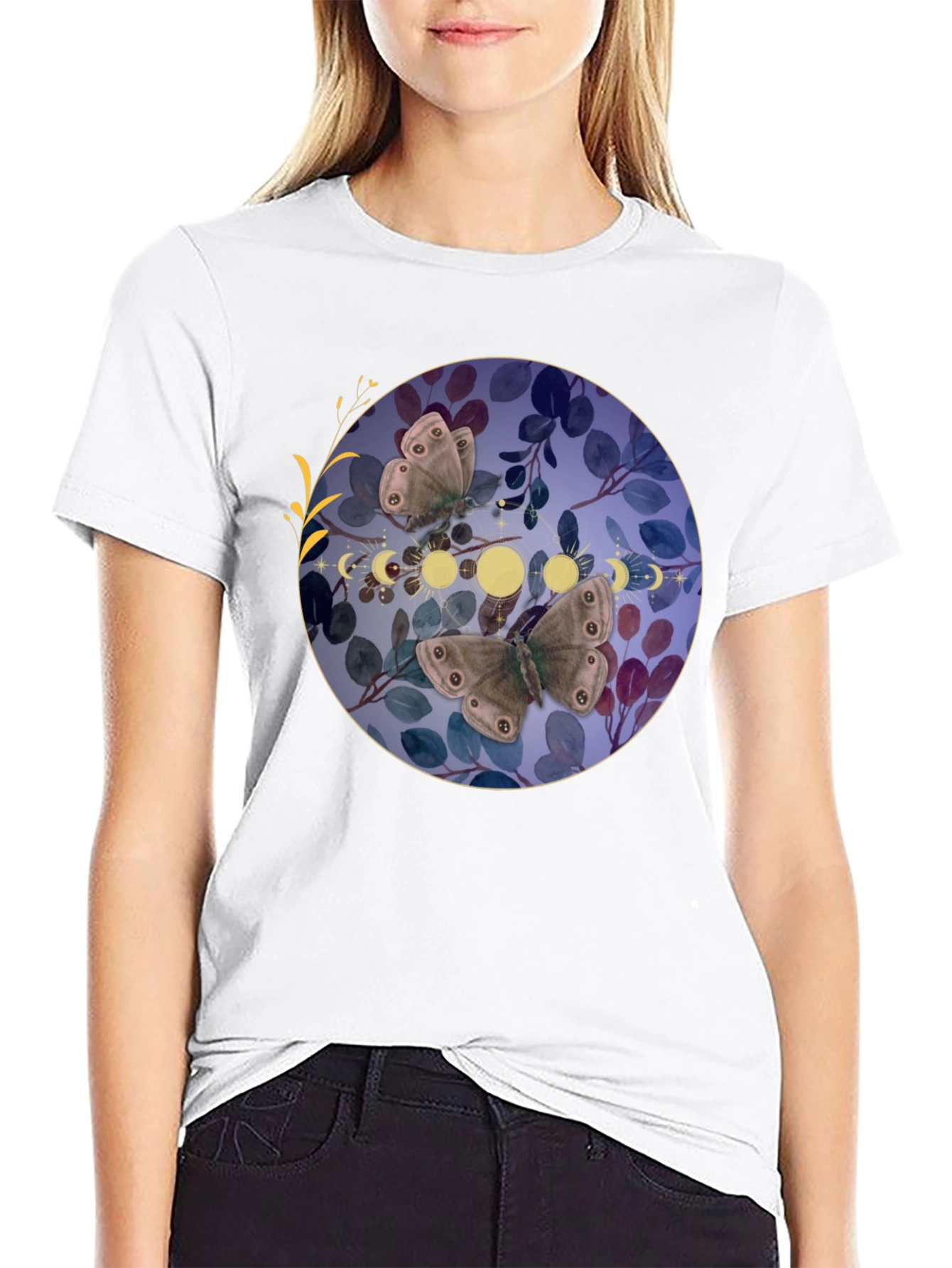 Butterfly & Moon Phase Graphic T-Shirt
