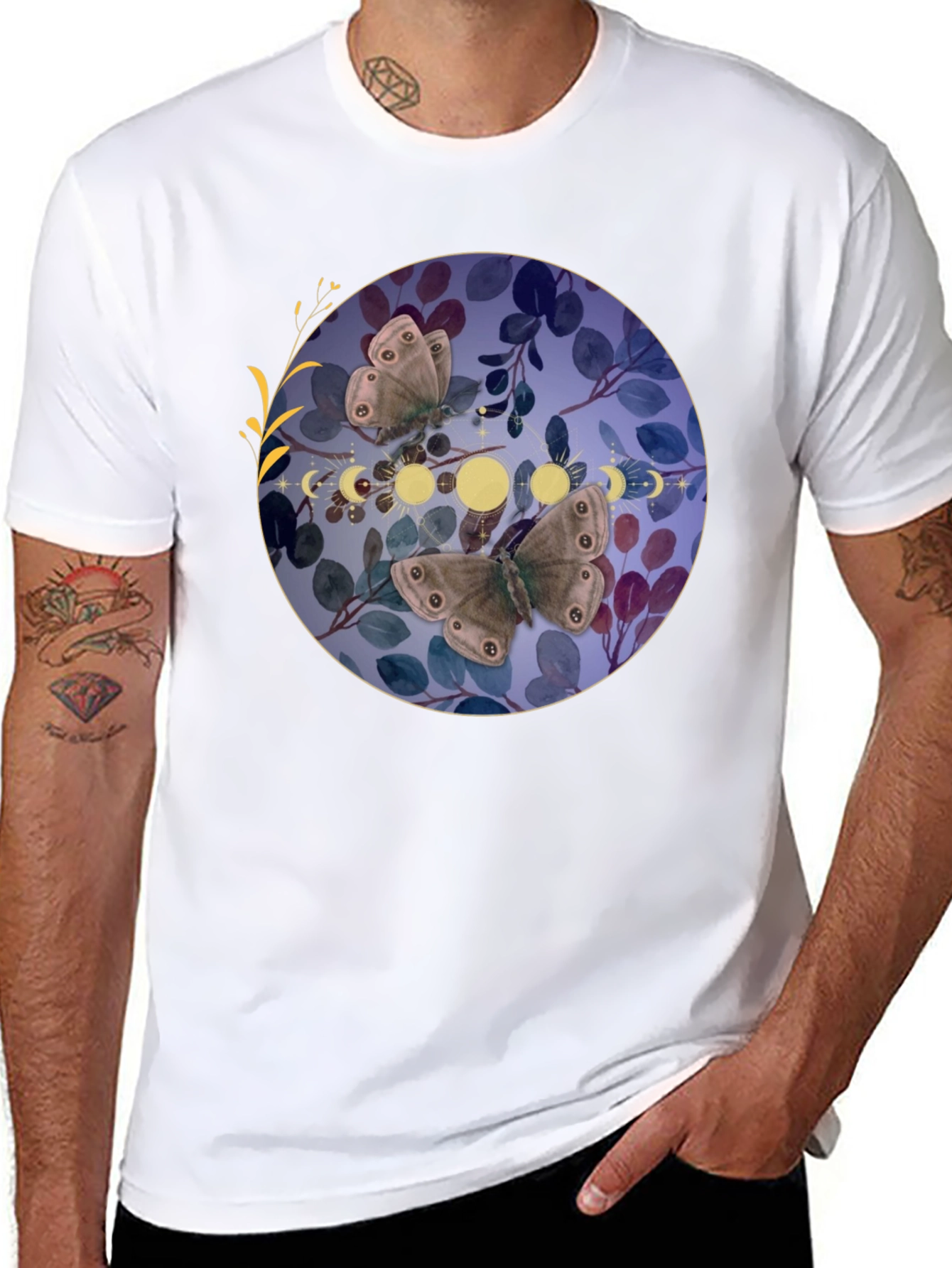 Butterfly & Moon Phase Graphic T-Shirt