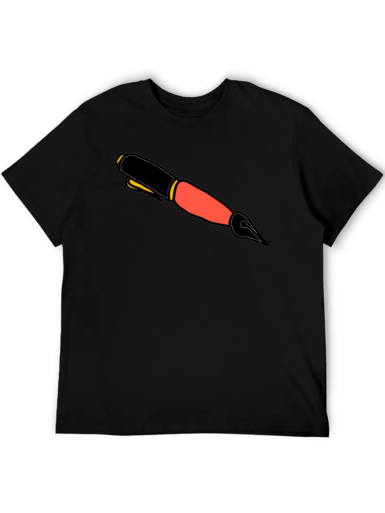 Graphic Tee with Ink Pen Design - Black