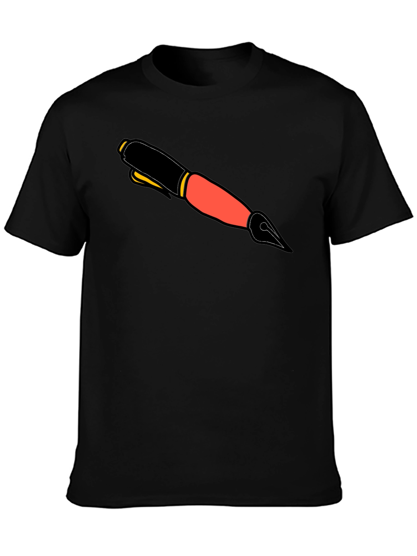 Graphic Tee with Ink Pen Design - Black