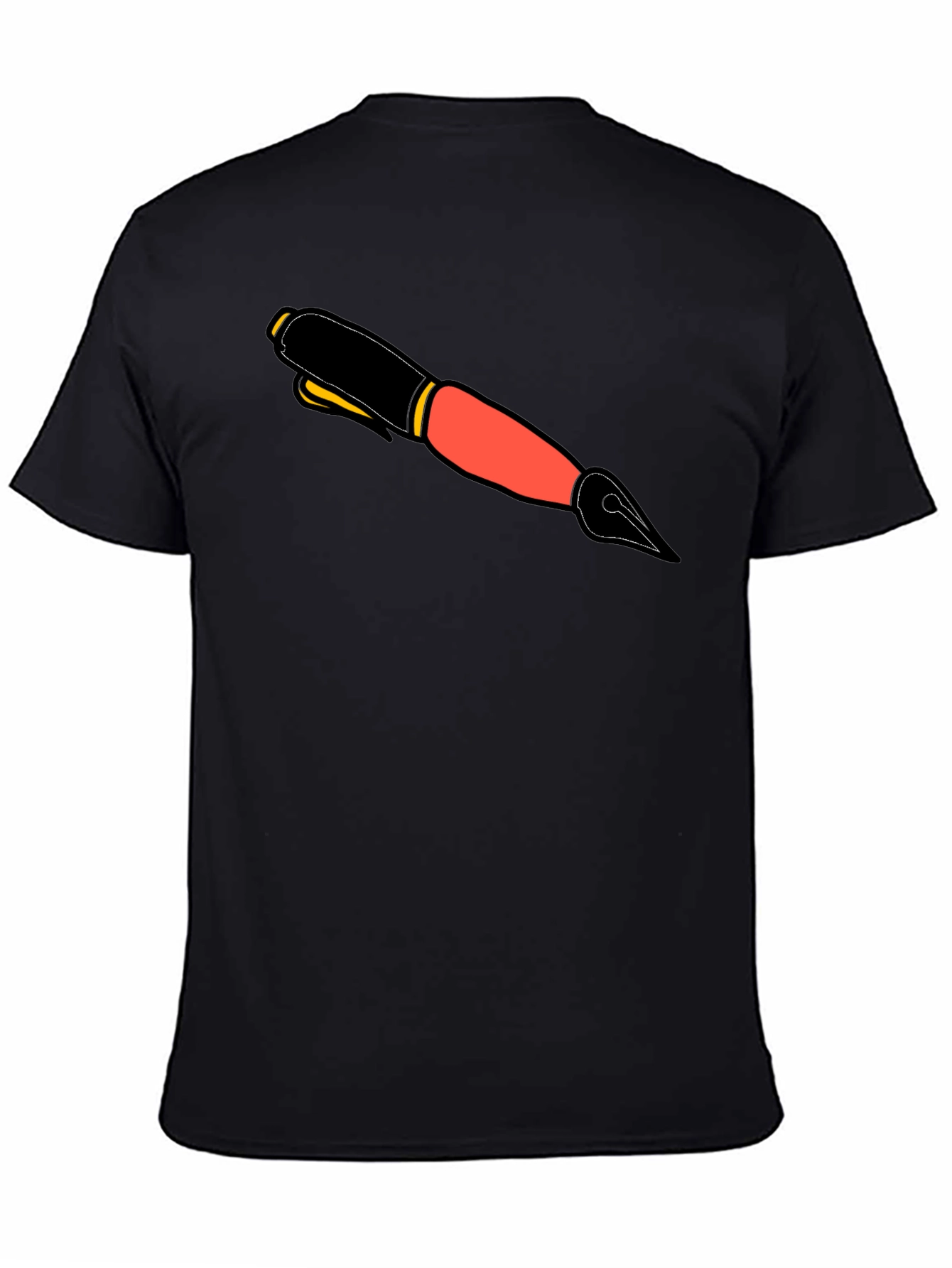 Graphic Tee with Ink Pen Design - Black