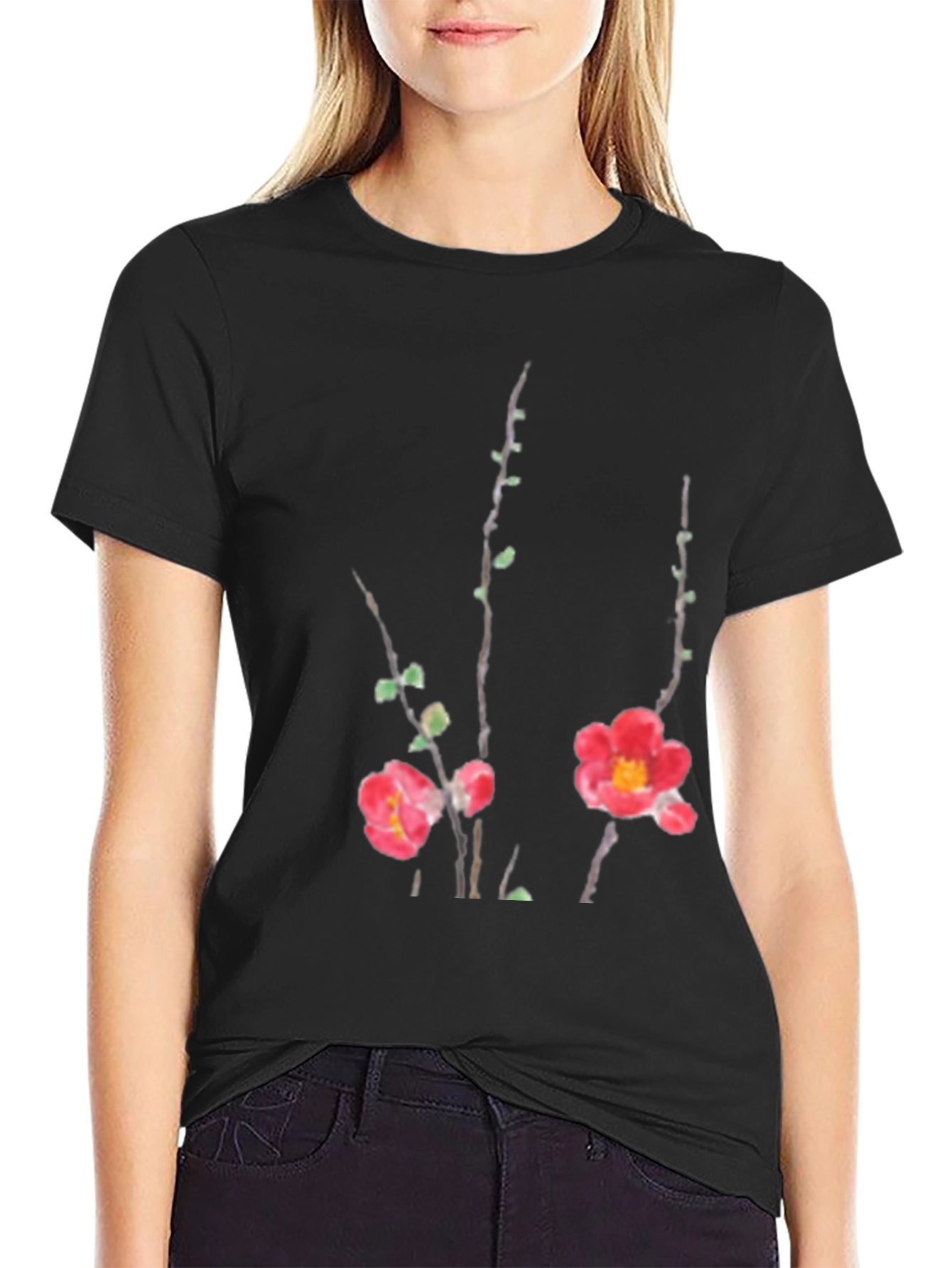 Floral Print Black T-Shirt
