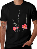 Floral Print Black T-Shirt