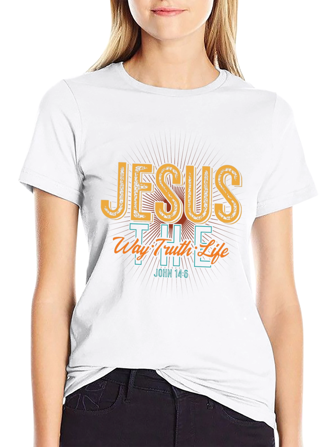 Jesus The Way Truth Life Black T-Shirt
