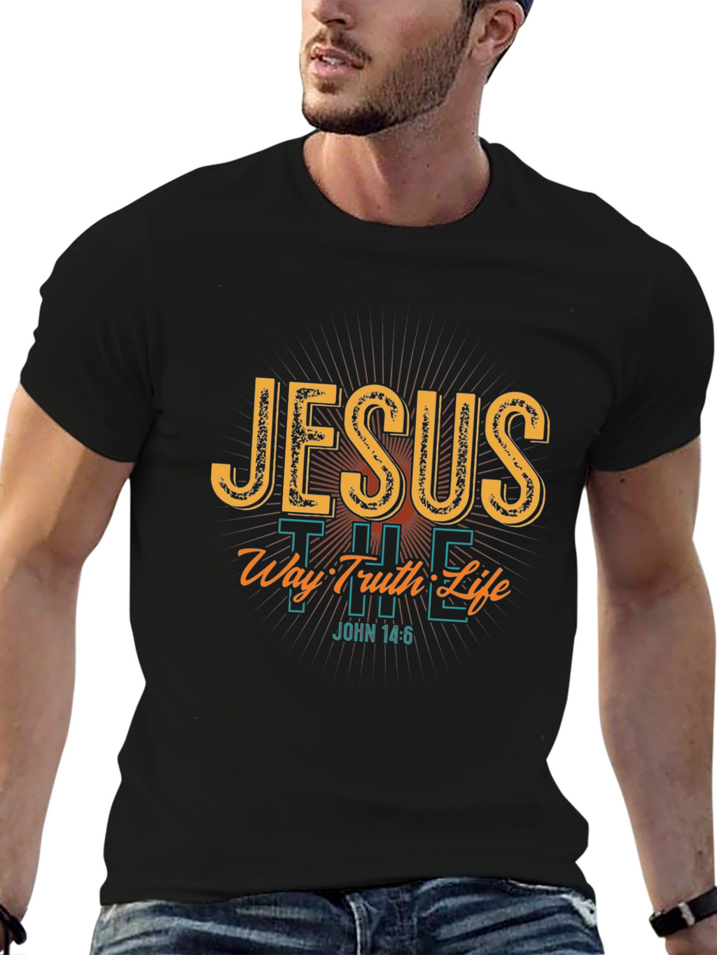 Jesus The Way Truth Life Black T-Shirt